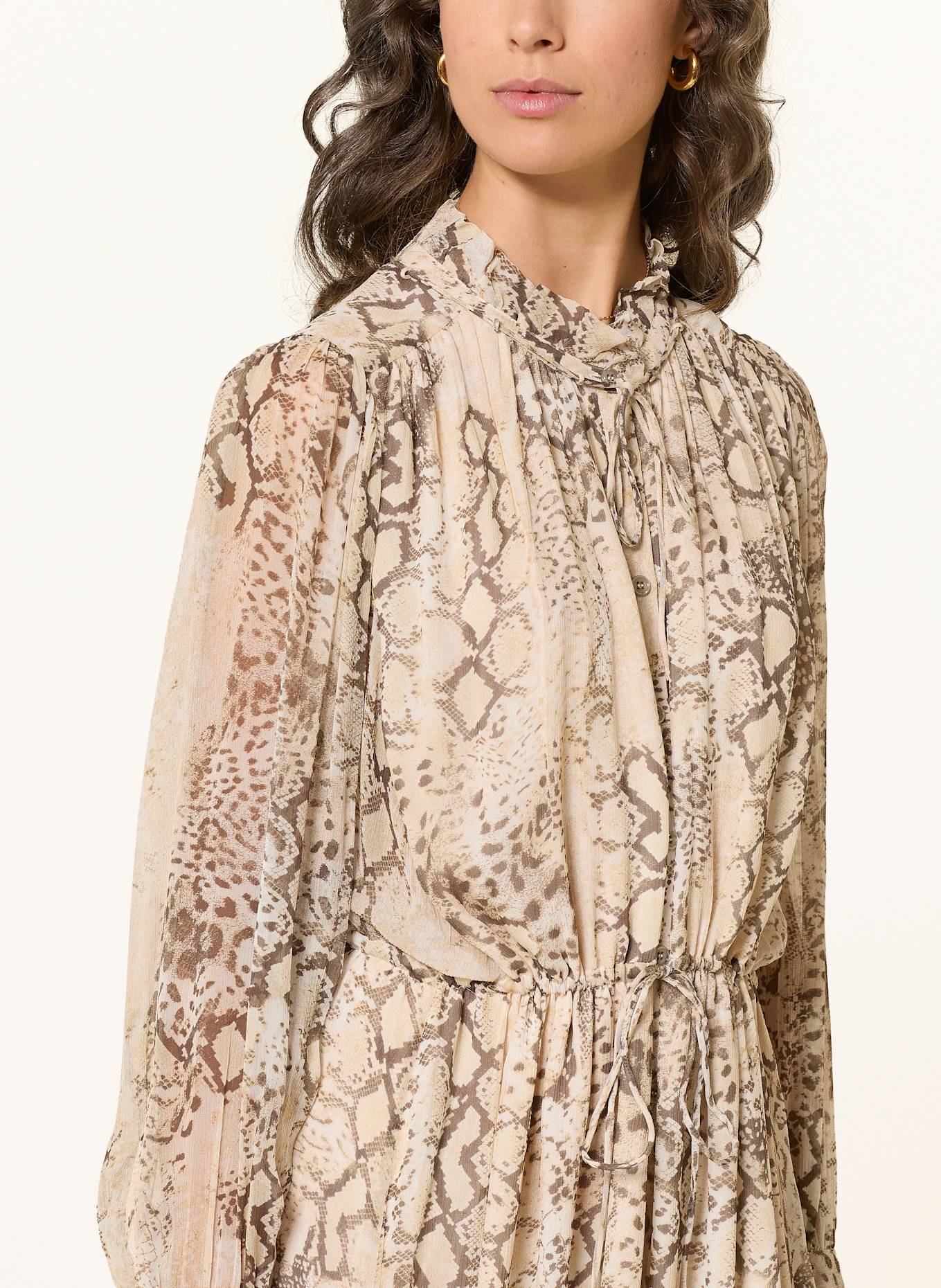 ba sh Kleid SAHARA in ecru/ braun/ hellgelb