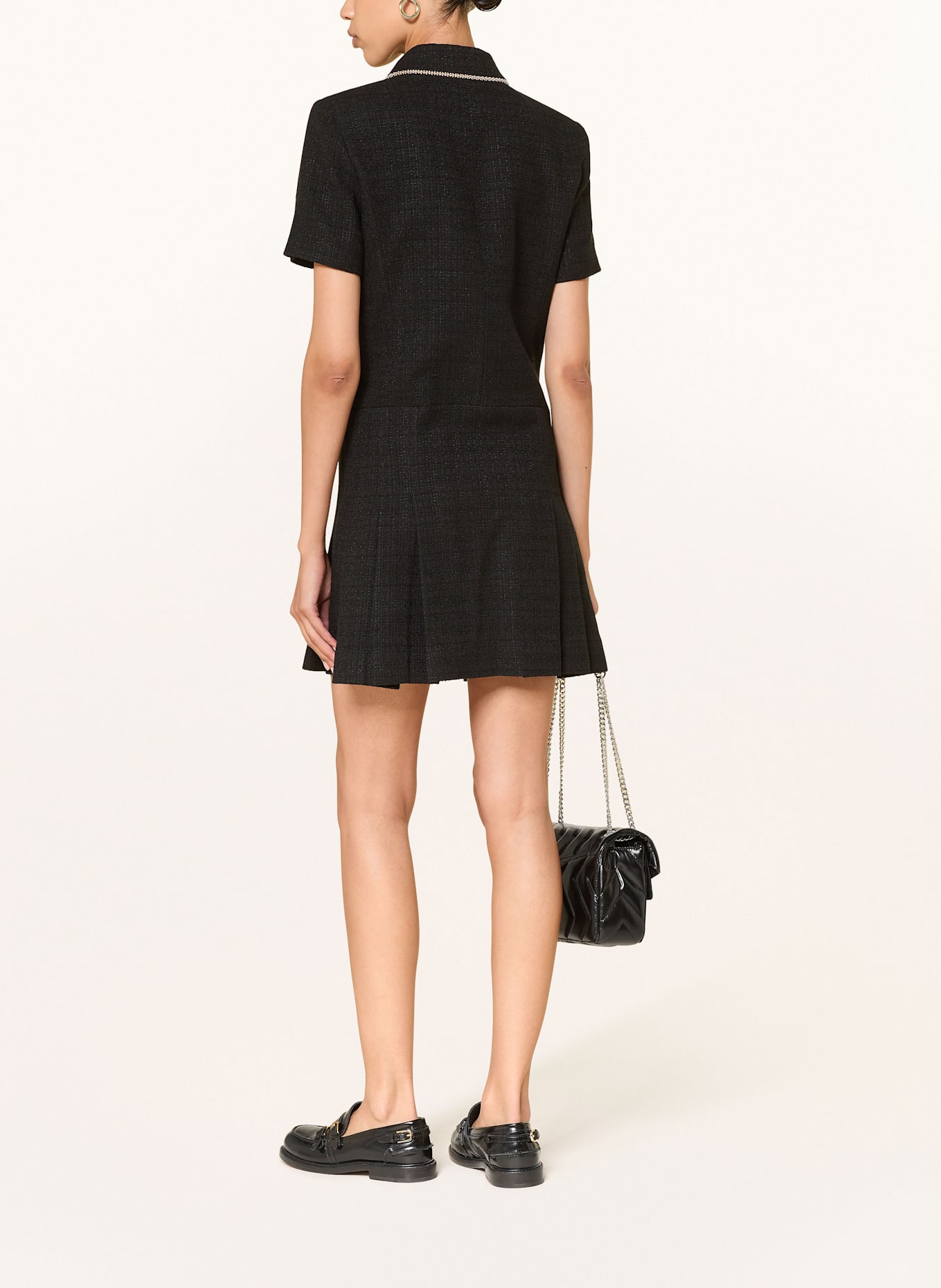 SANDRO Tweed-Kleid: SCHWARZ