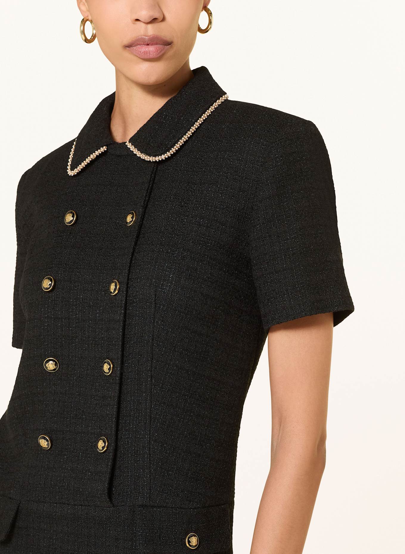 SANDRO Tweed-Kleid: SCHWARZ