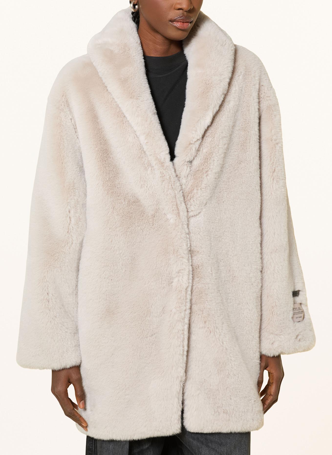 KARO KAUER Kunstfell-Mantel: GRAU