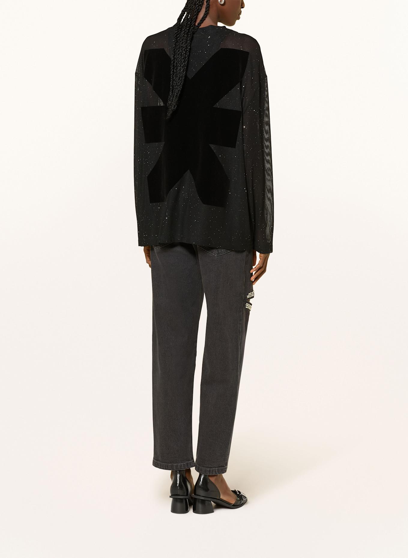 KARO KAUER Cropped long-sleeved shirt: BLACK