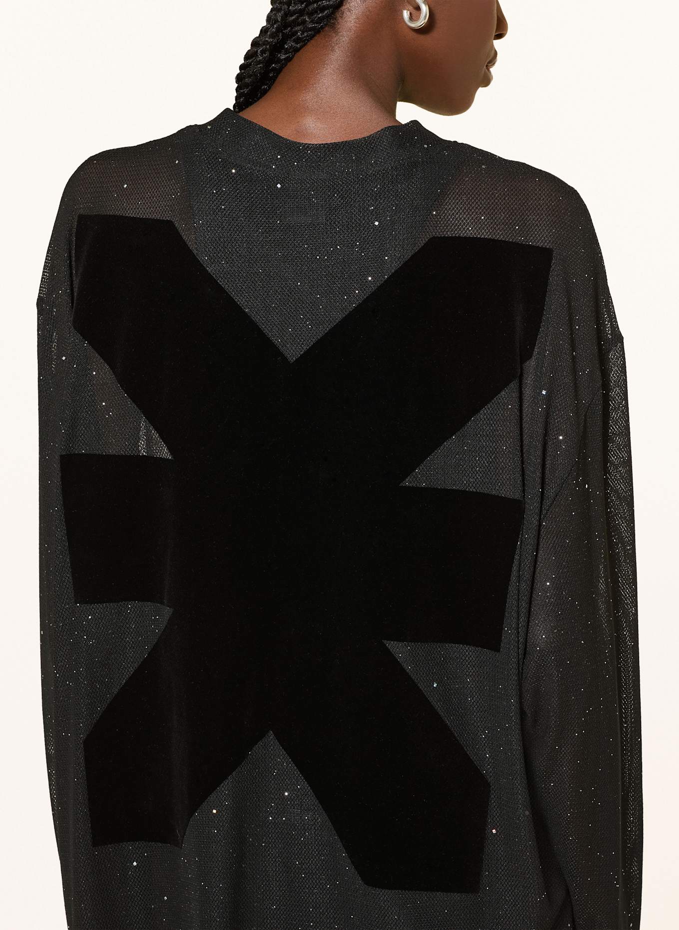 KARO KAUER Cropped long-sleeved shirt: BLACK