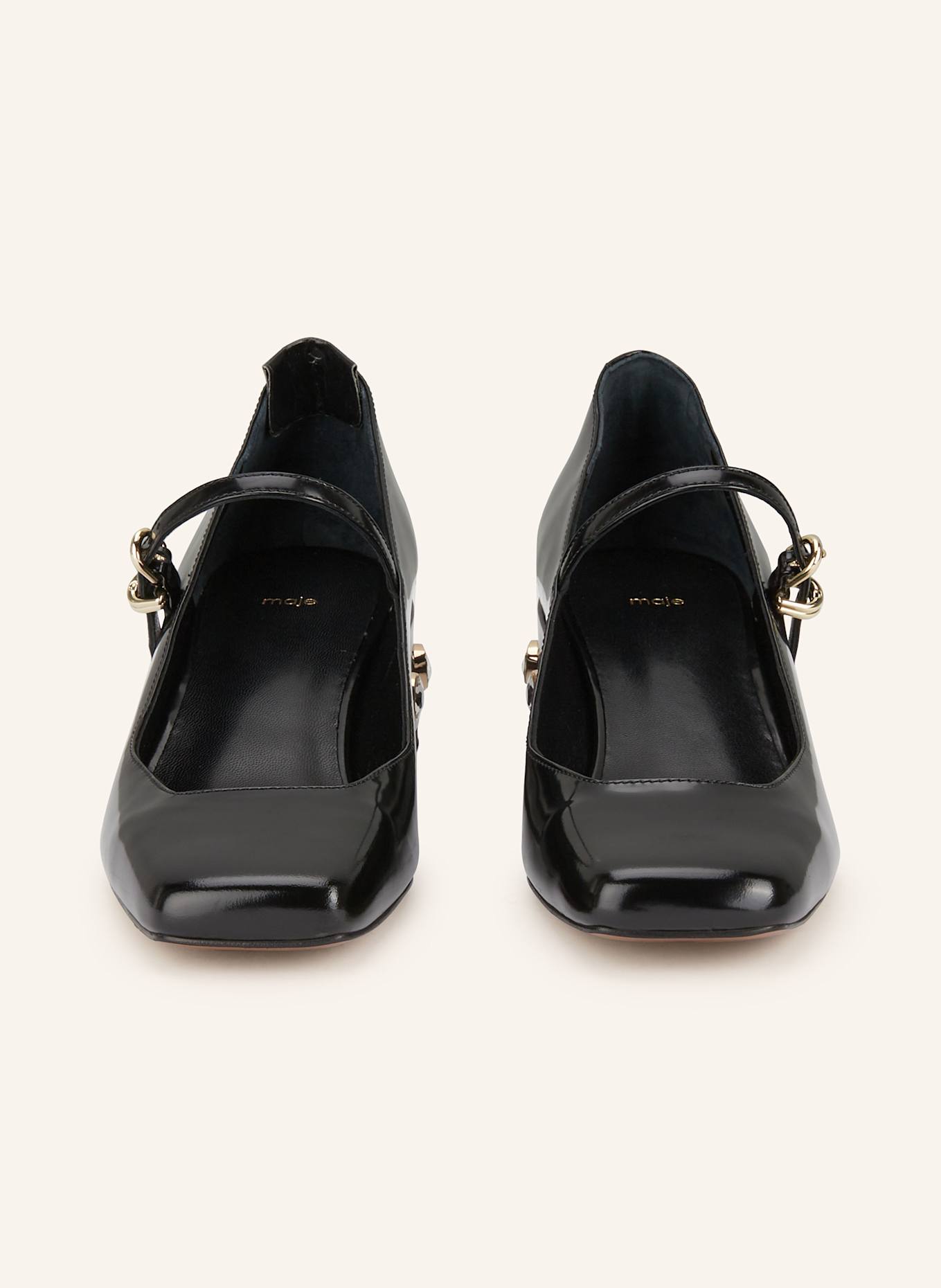 maje Mary-Jane-Pumps mit Schmucksteinen: SCHWARZ