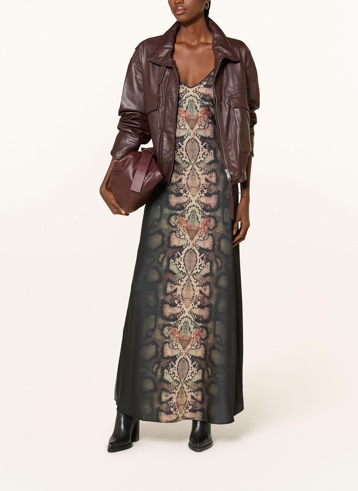 ALLSAINTS Satinkleid BRYONY: SCHWARZ / OLIV / ROT