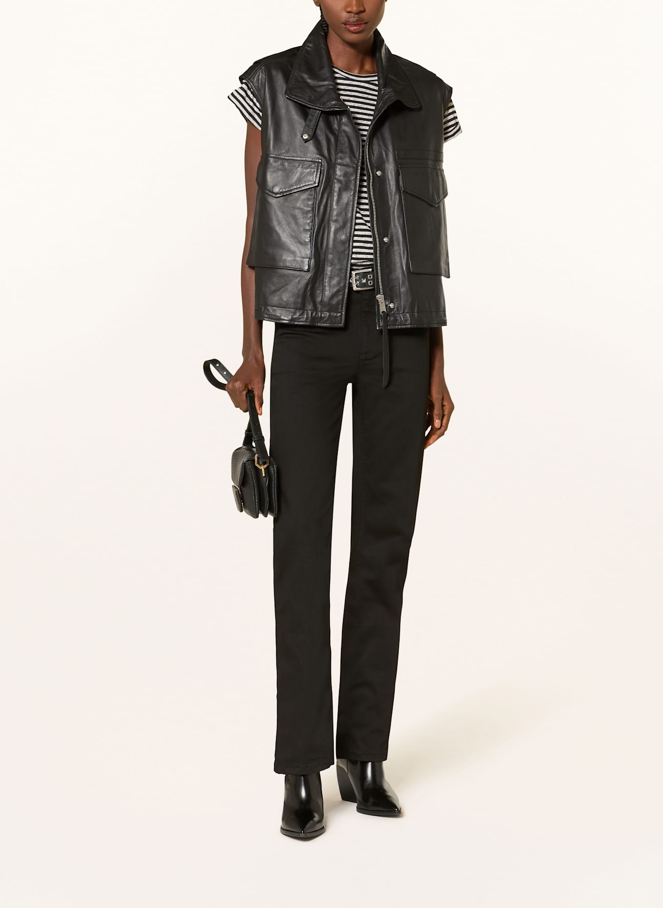 ALLSAINTS Lederweste CLAY GILET: SCHWARZ