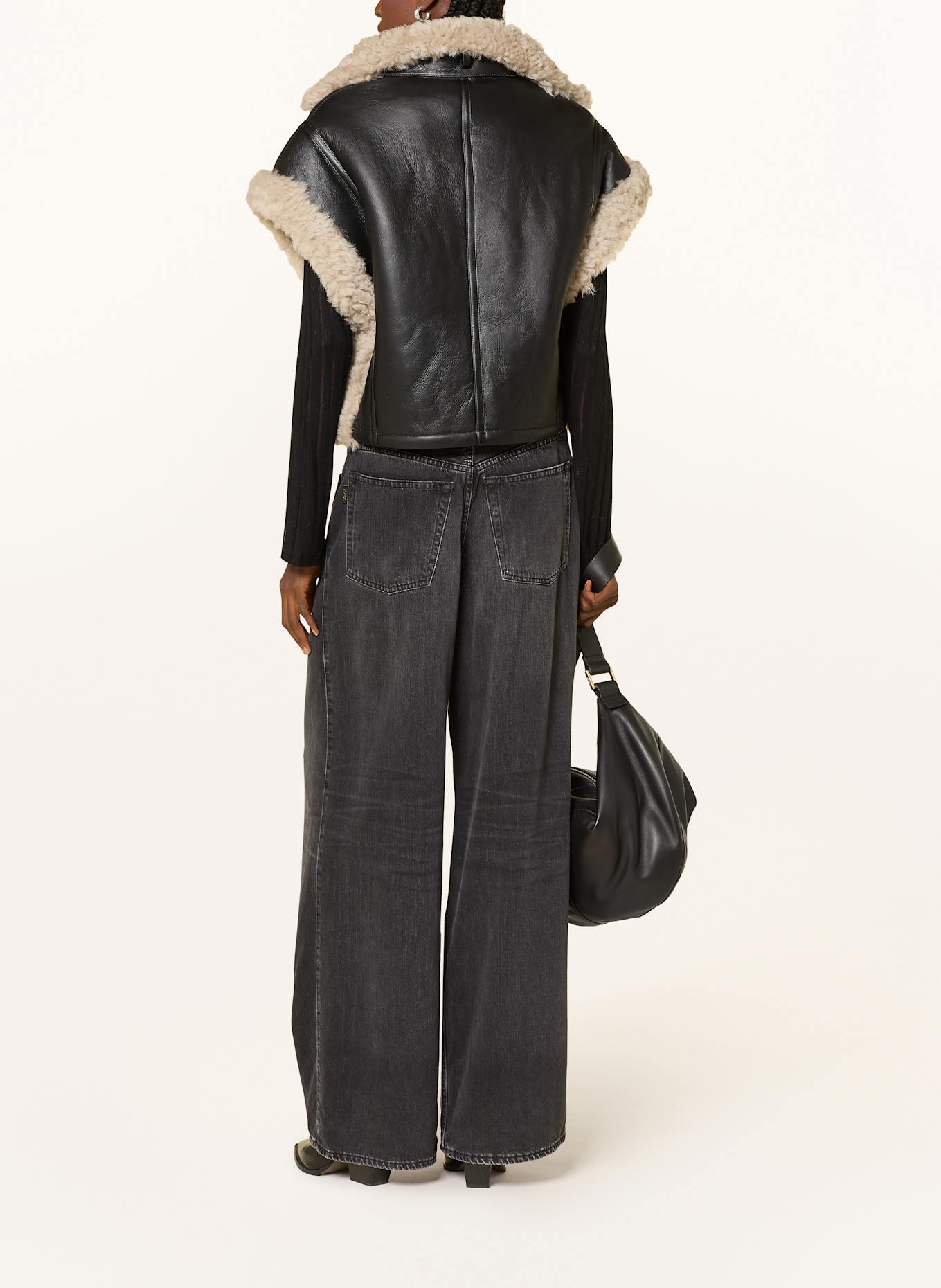 ALLSAINTS Kunstfell-Weste MARLIN: SCHWARZ / BEIGE