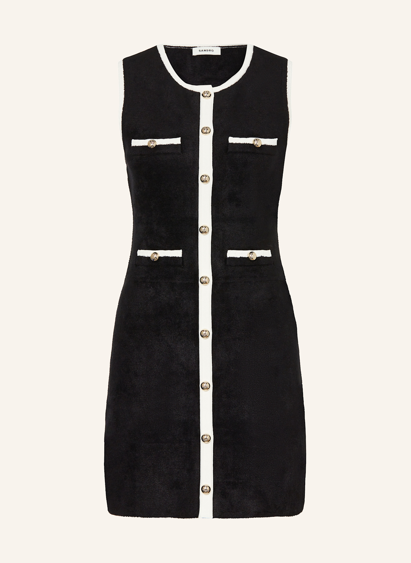 SANDRO Kleid: SCHWARZ / WEISS