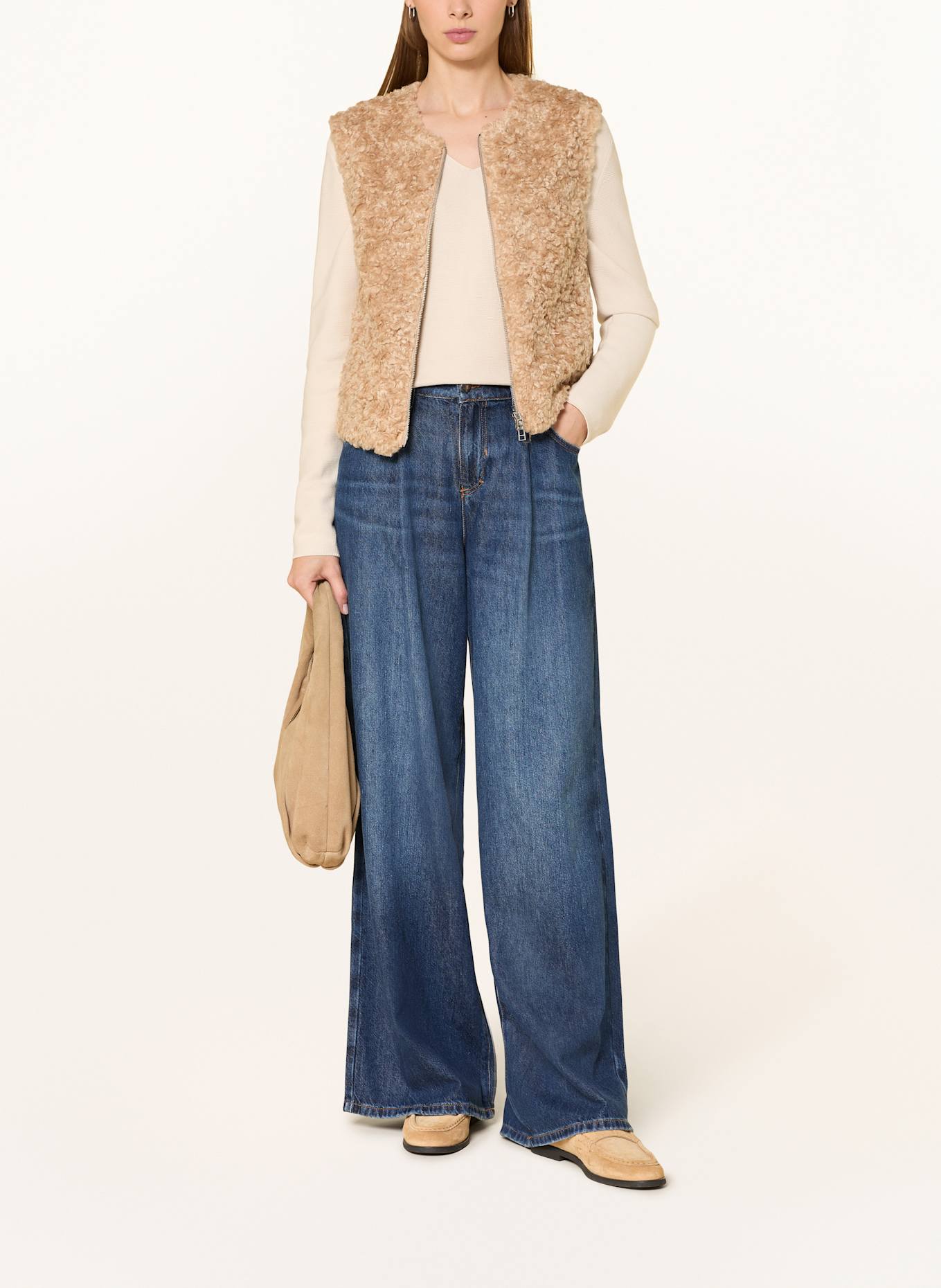 OPUS Kunstfell-Weste WAHIDA: BEIGE