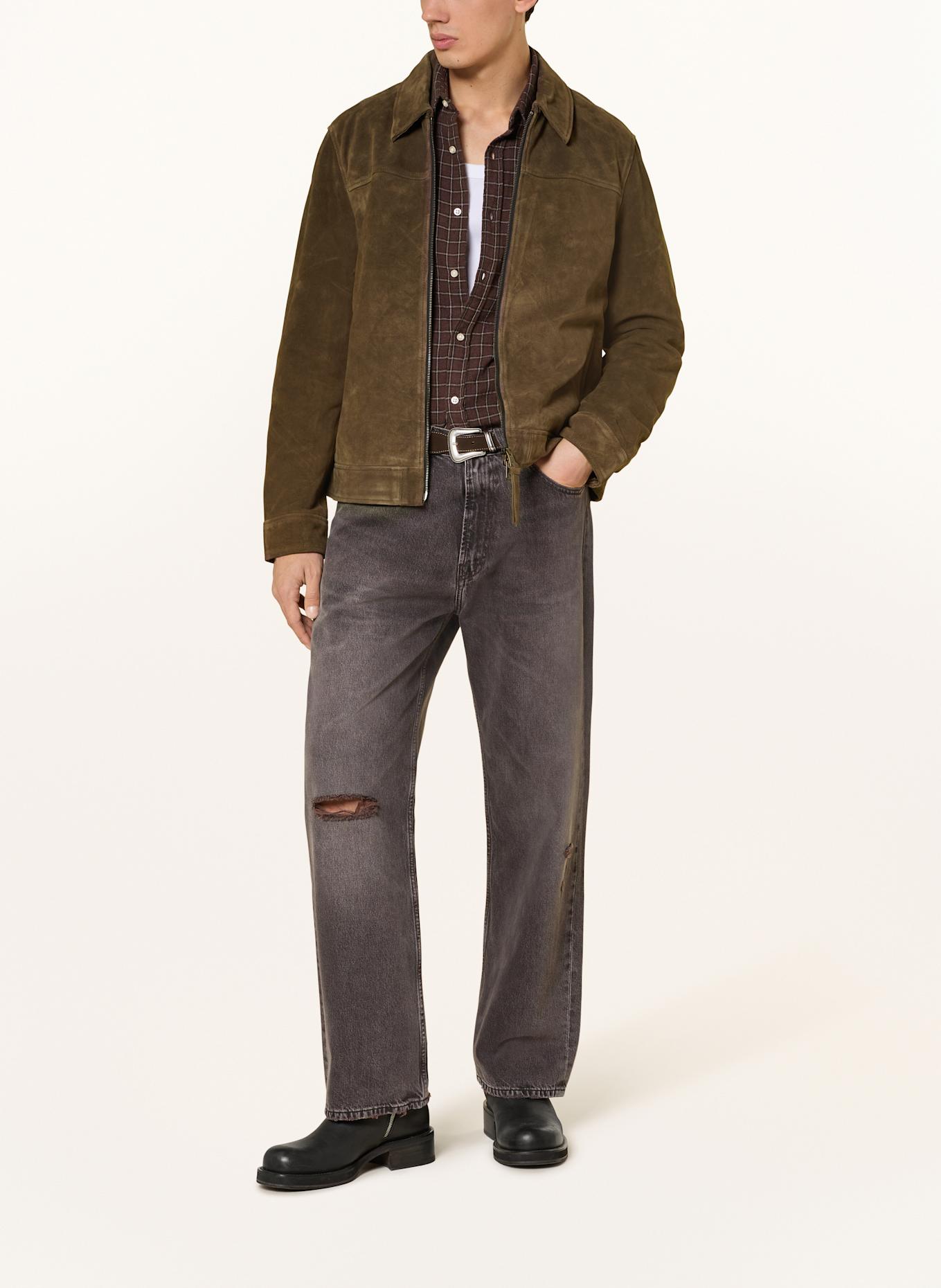 ALLSAINTS Kurtka skórzana RHONE: CIEMNOBRĄZOWY