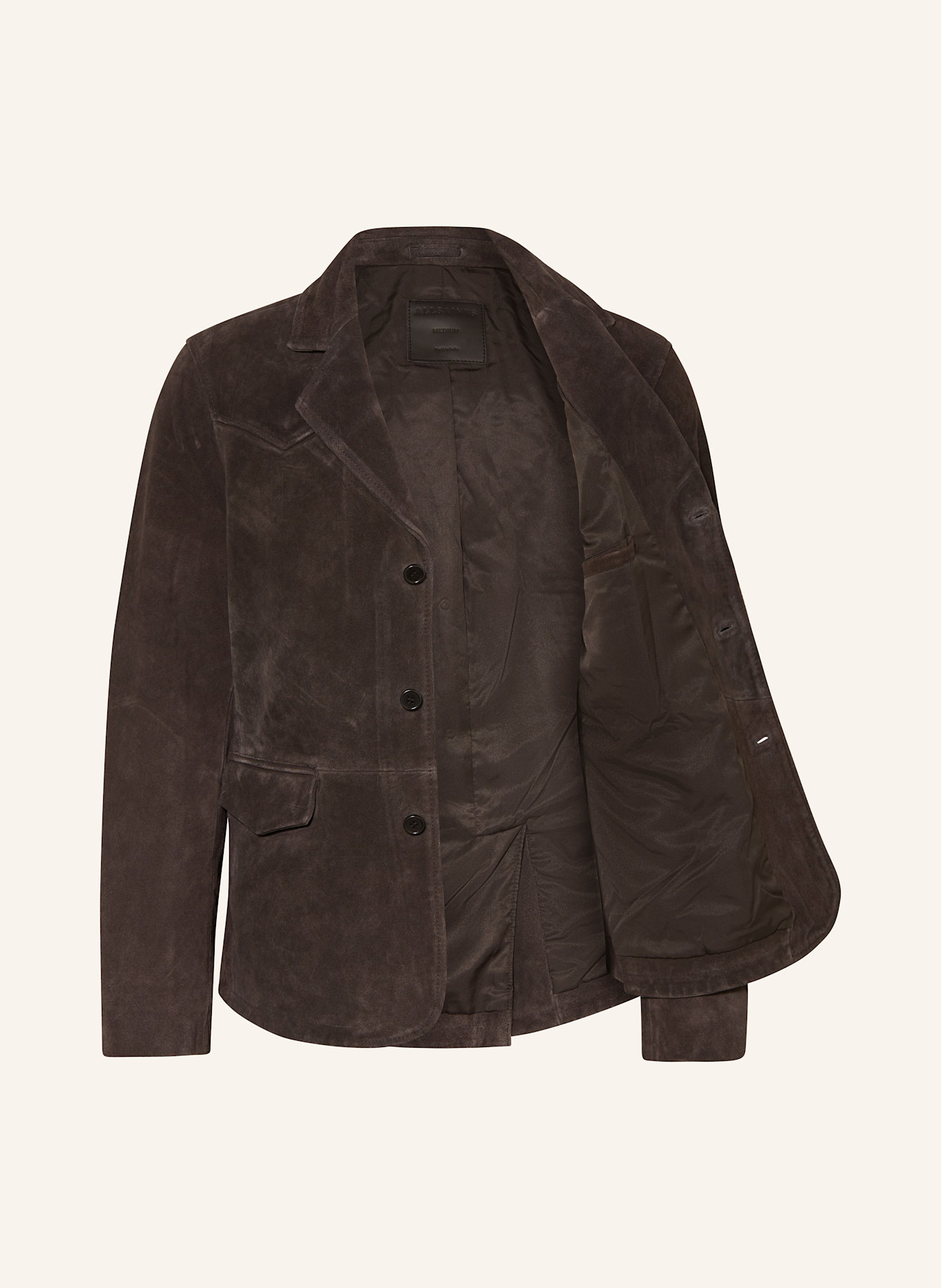ALLSAINTS Ledersakko HORNETT Slim Fit: DUNKELGRAU