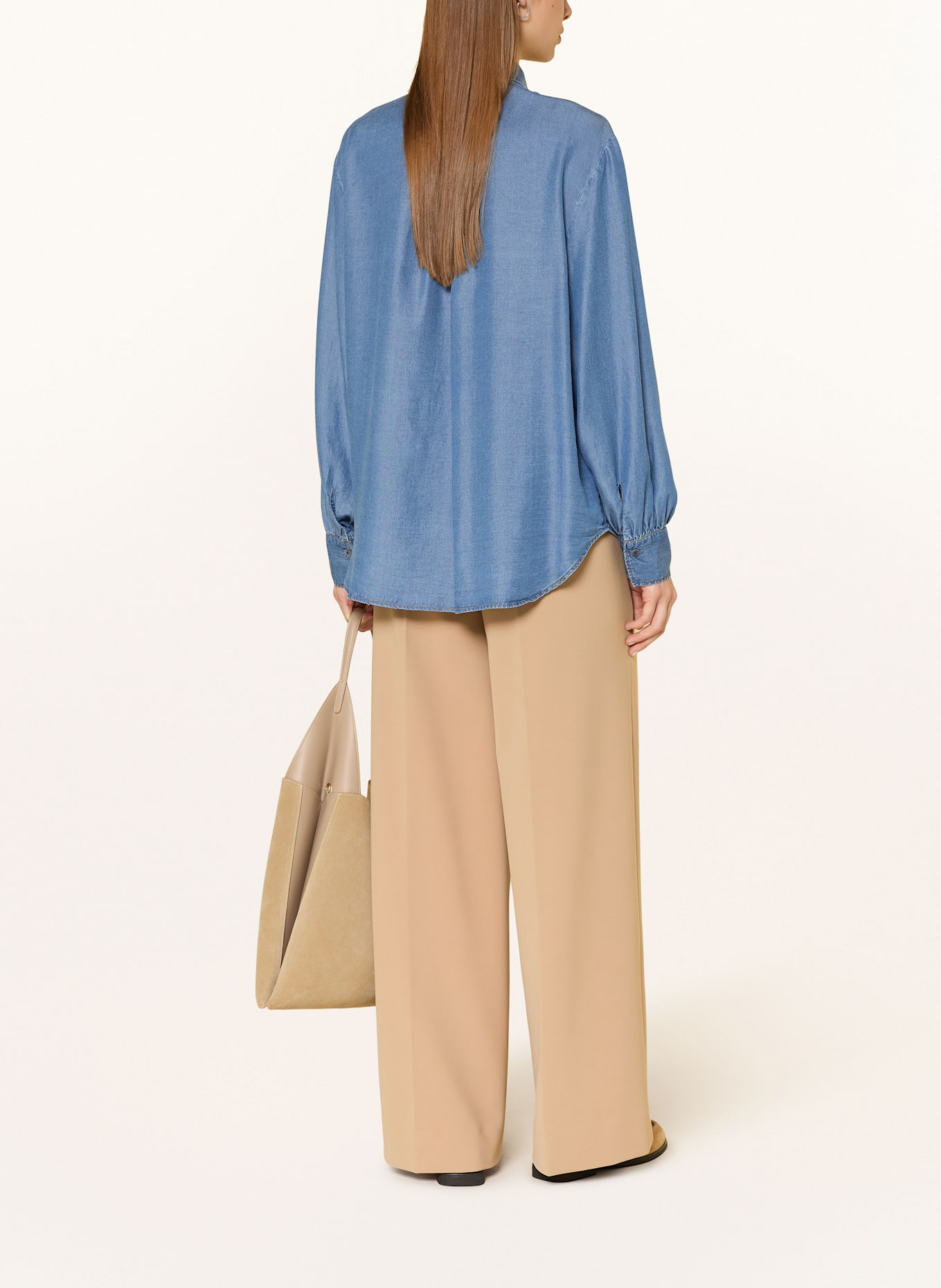 1863 by ETERNA Hemdbluse in Jeansoptik mit abnehmbarer Schluppe: BLAU