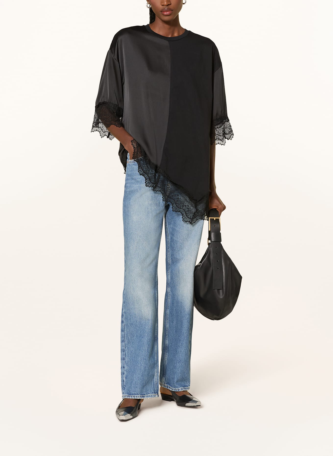 ALLSAINTS Blusenshirt LENNY im Materialmix: SCHWARZ