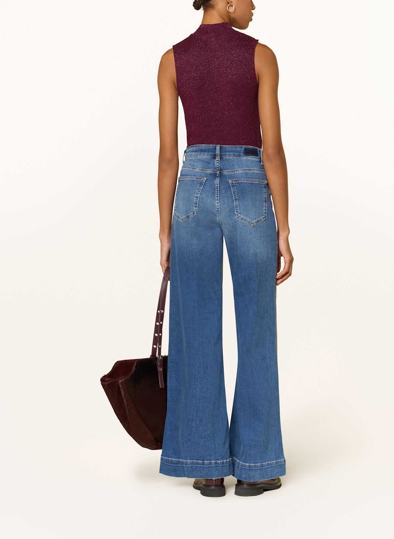 Rich & Royal Stricktop mit Glitzergarn: DUNKELROT