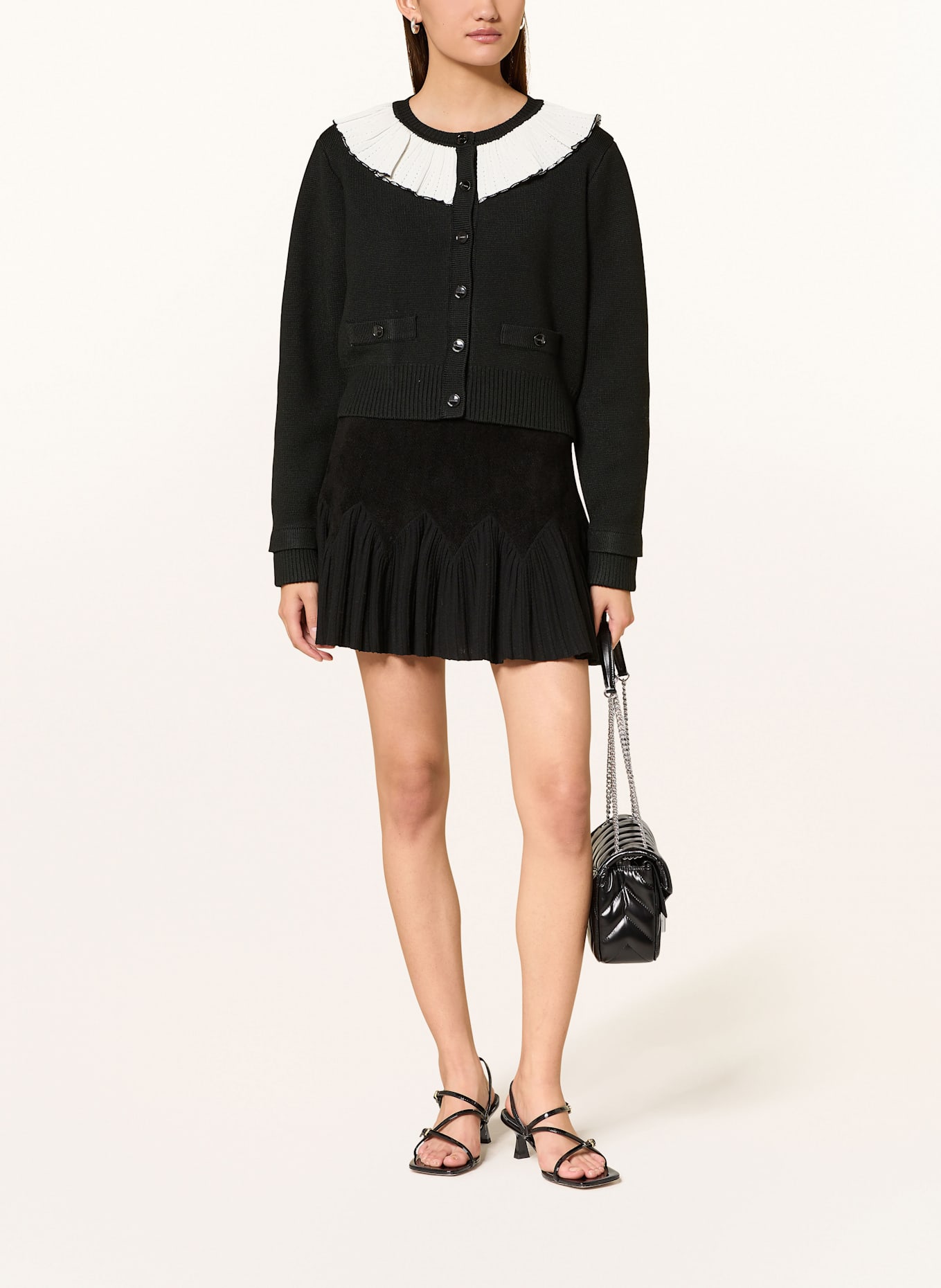 SANDRO Frottee-Rock: SCHWARZ