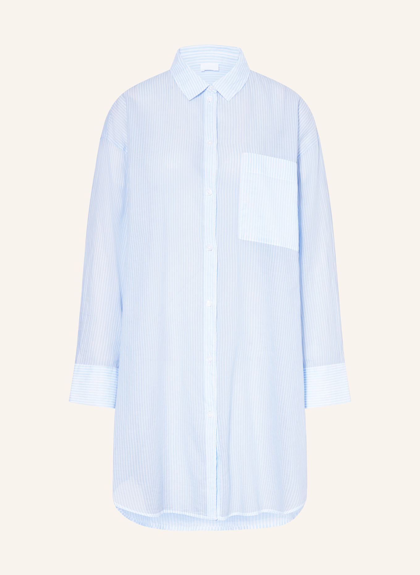 mey Nachthemd Serie COTTON STRIPES: HELLBLAU / WEISS