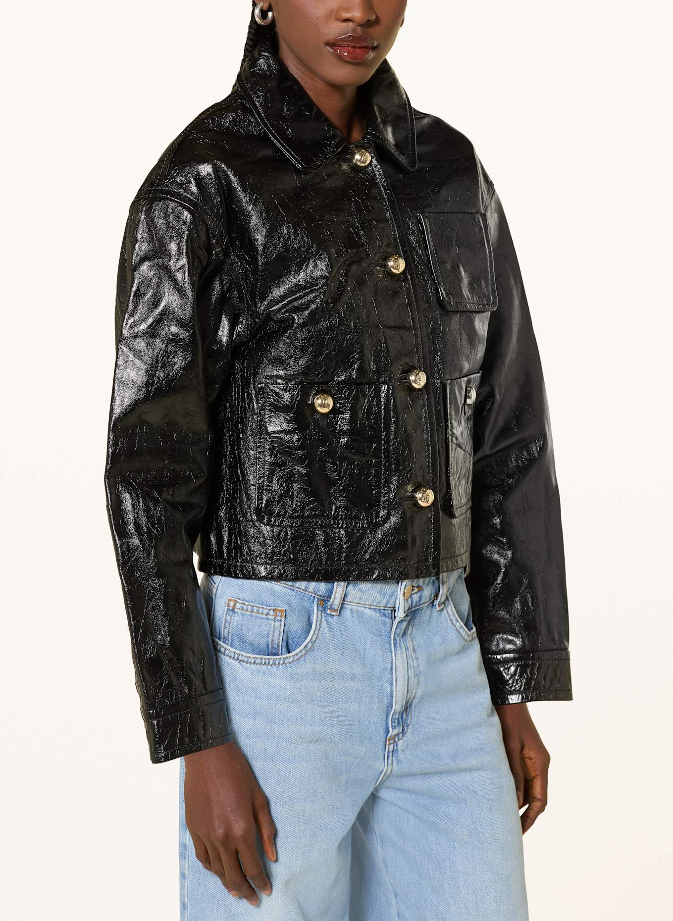 CLAUDIE PIERLOT Lederjacke: SCHWARZ