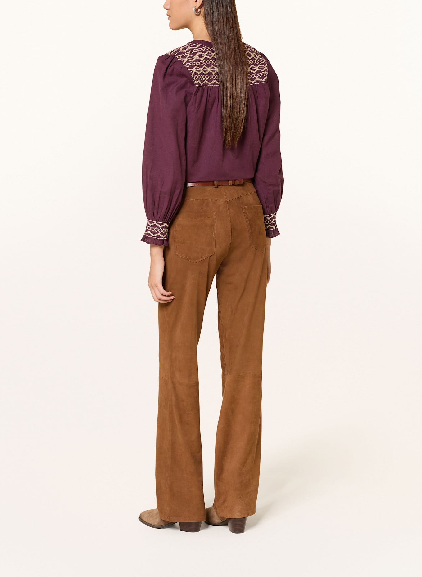 ba&sh Bluse SAMANTHA mit Stickereien: DUNKELROT