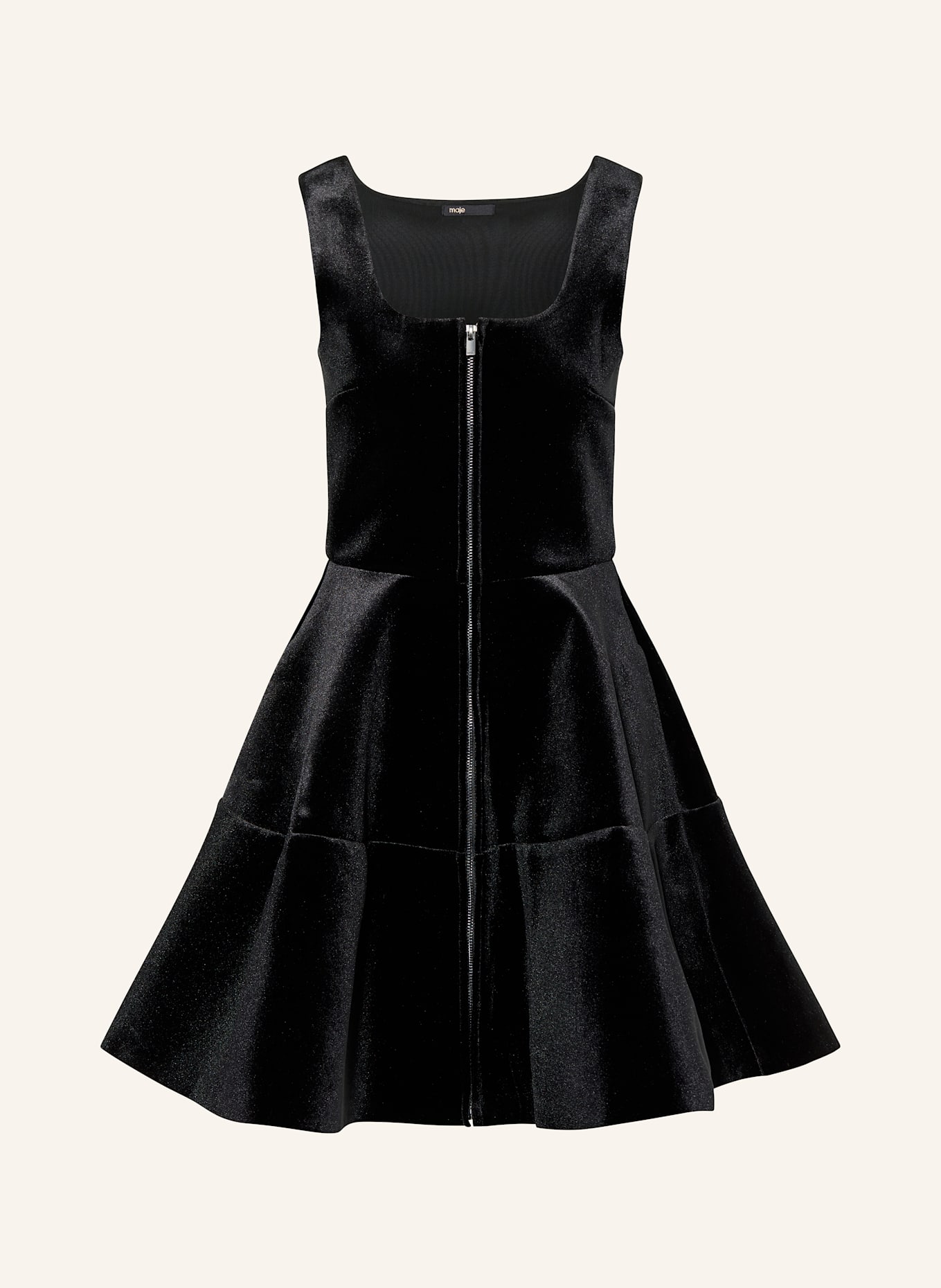 maje Samtkleid RELVETINA: SCHWARZ