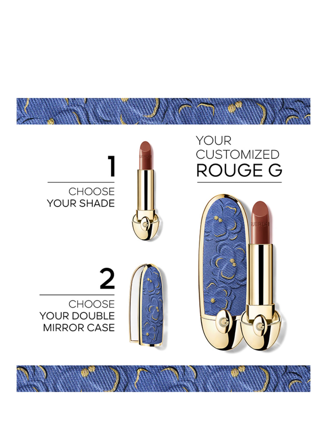 GUERLAIN ROUGE G CASE: DENIM FLORA
