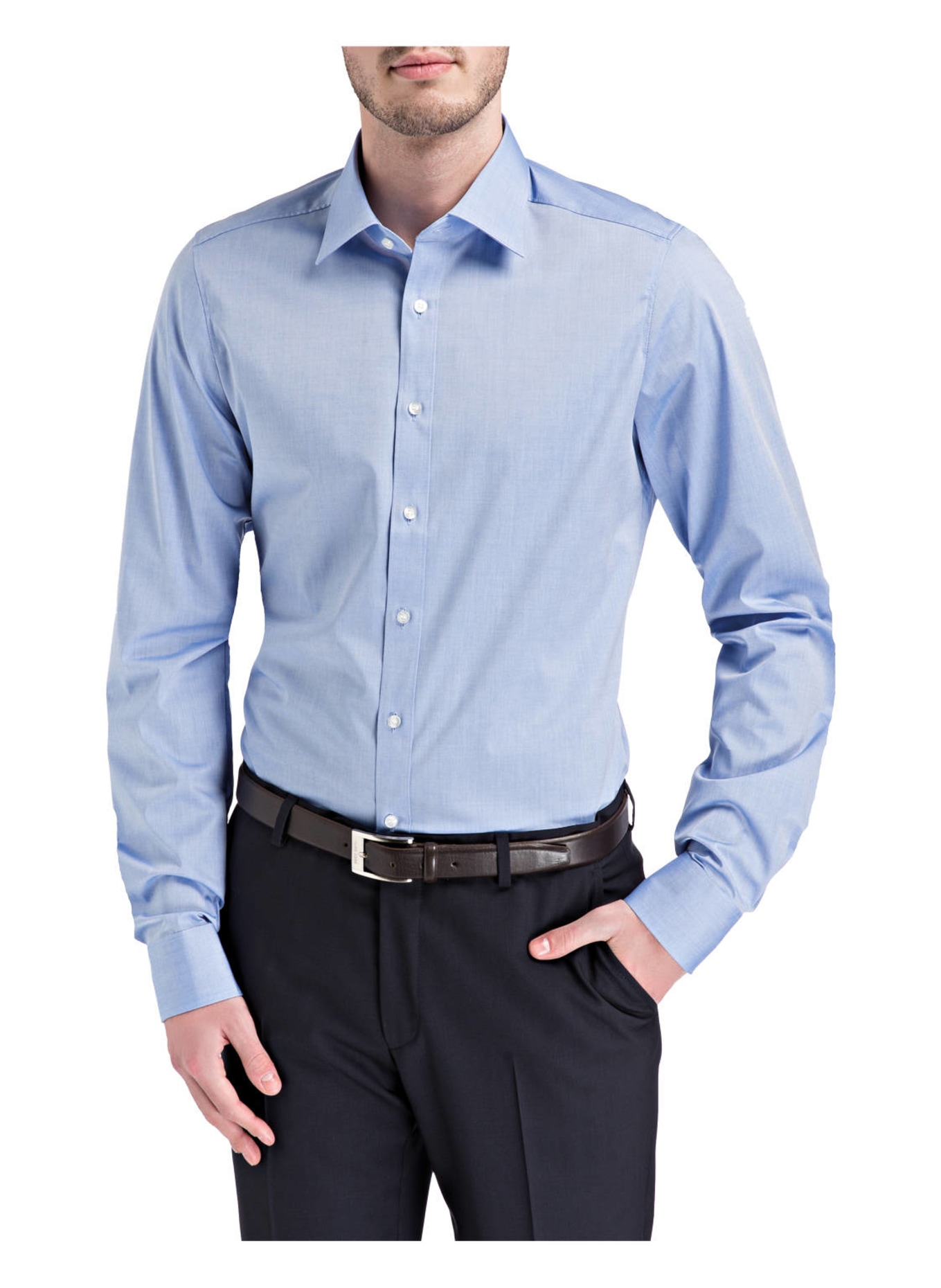 OLYMP Hemd Level Five body fit mit extralangem Arm: HELLBLAU