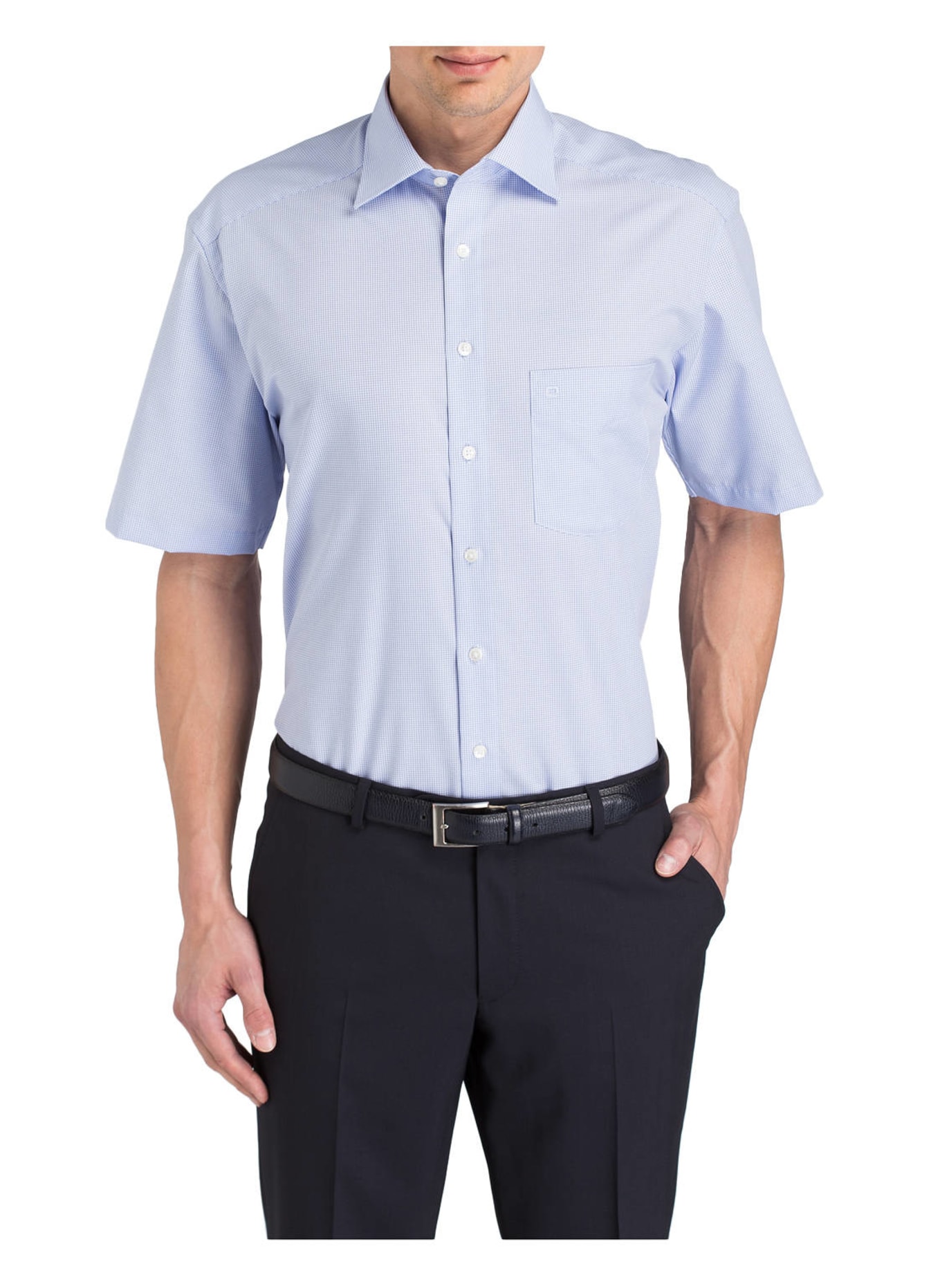 OLYMP Koszula z krótkim rękawem Luxor comfort fit, Kolor: JASNONIEBIESKI / BIAŁY WZÓR W KRATKĘ (Obrazek 2)