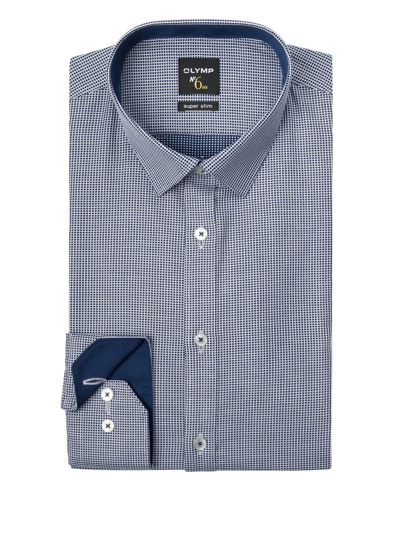OLYMP Hemd No. Six super slim: MARINE/ WEISS