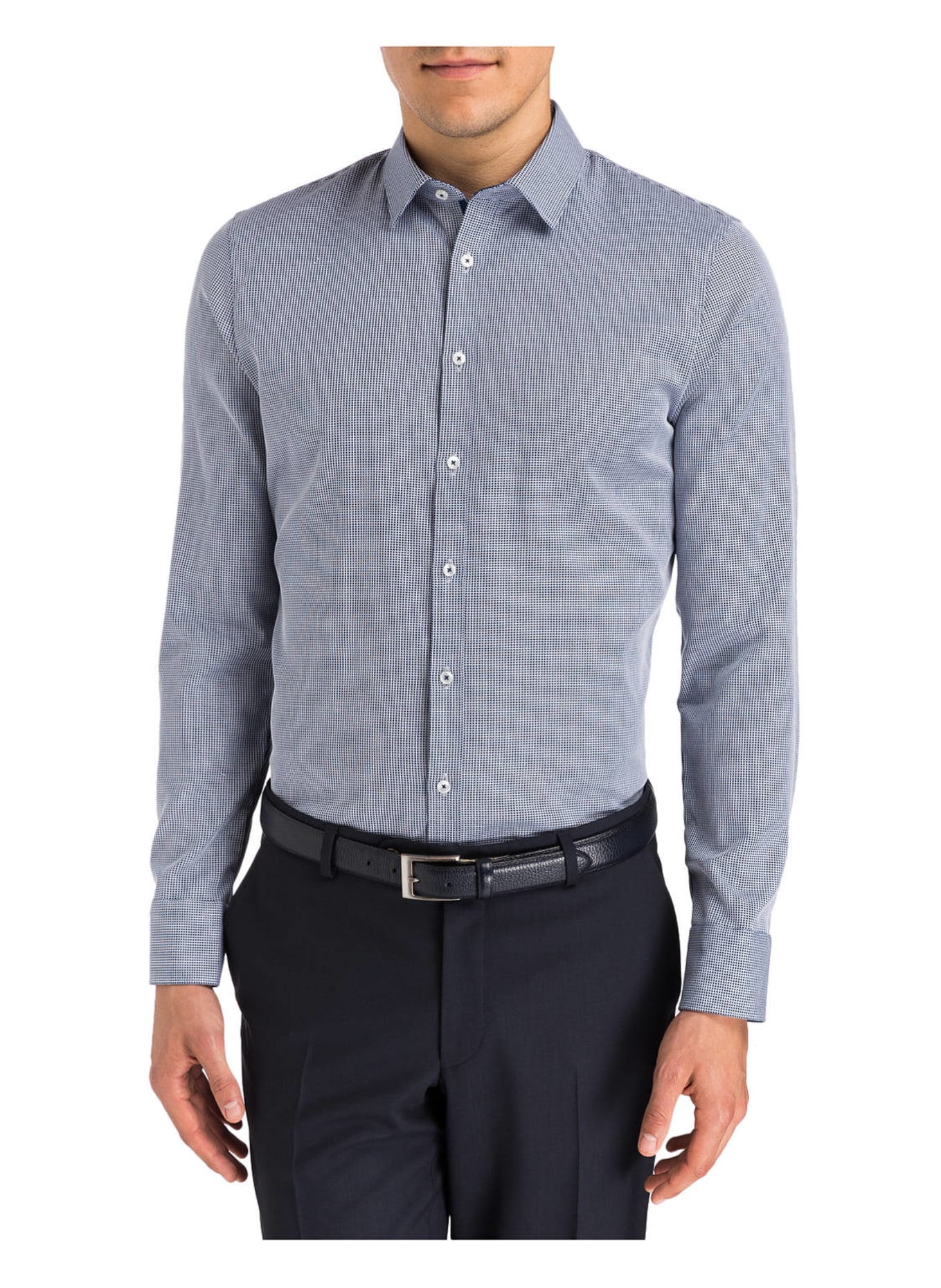 OLYMP Hemd No. Six super slim: MARINE/ WEISS