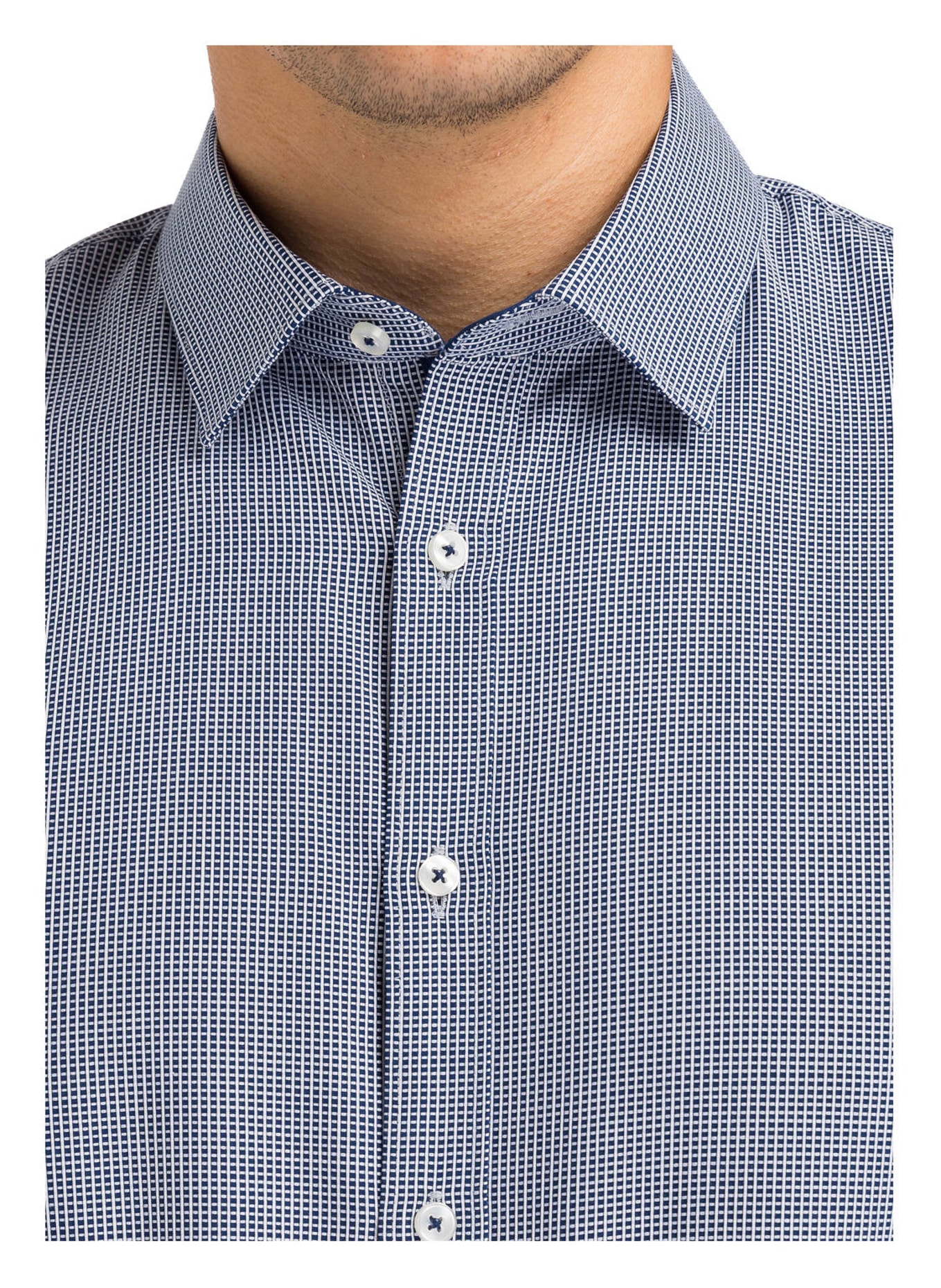 OLYMP Hemd No. Six super slim: MARINE/ WEISS