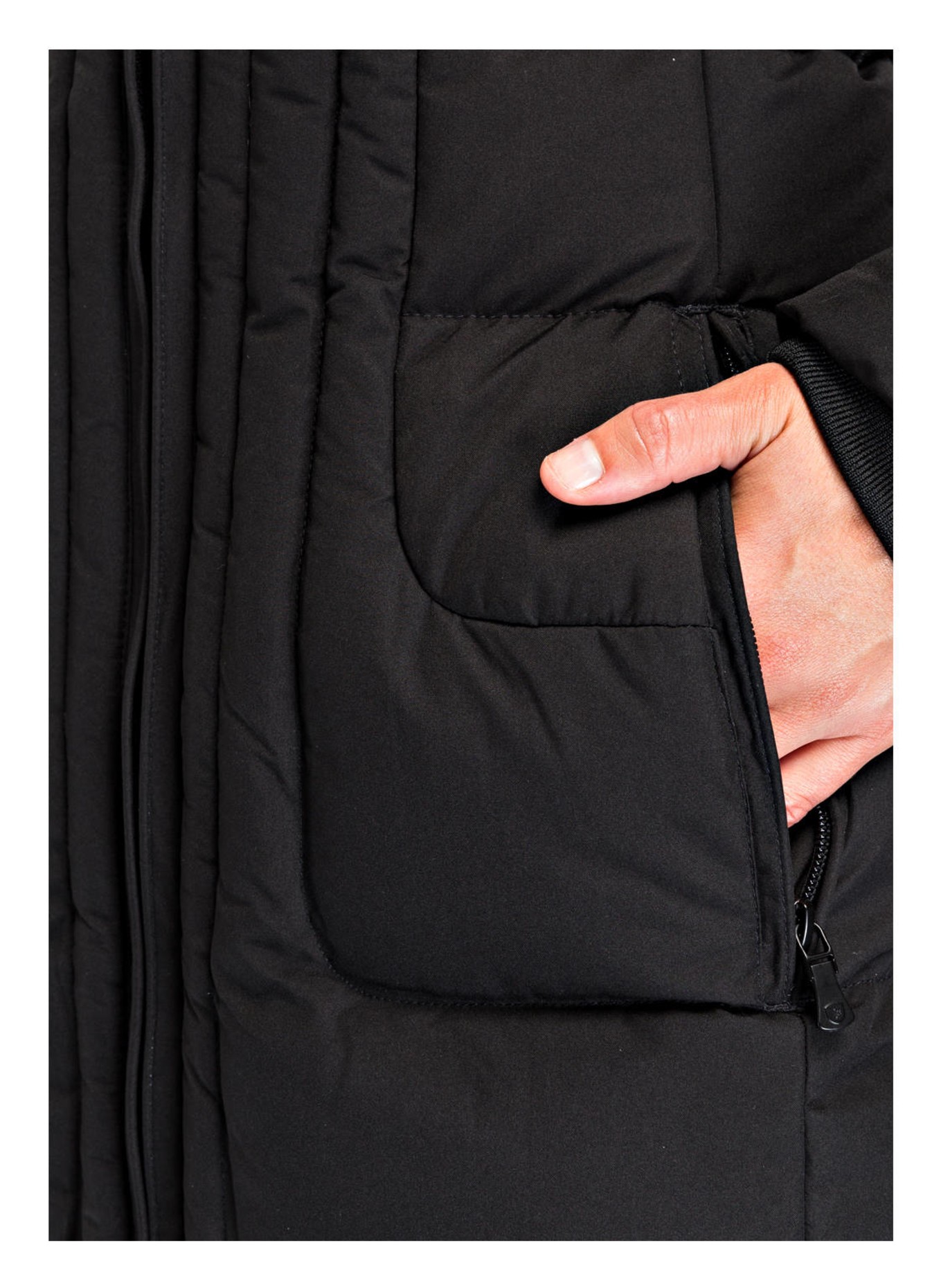 WELLENSTEYN Płaszcz pikowany BELVITESSE z obszyciem ze sztucznego futra, Kolor: SCHWARZ (Obrazek 6)