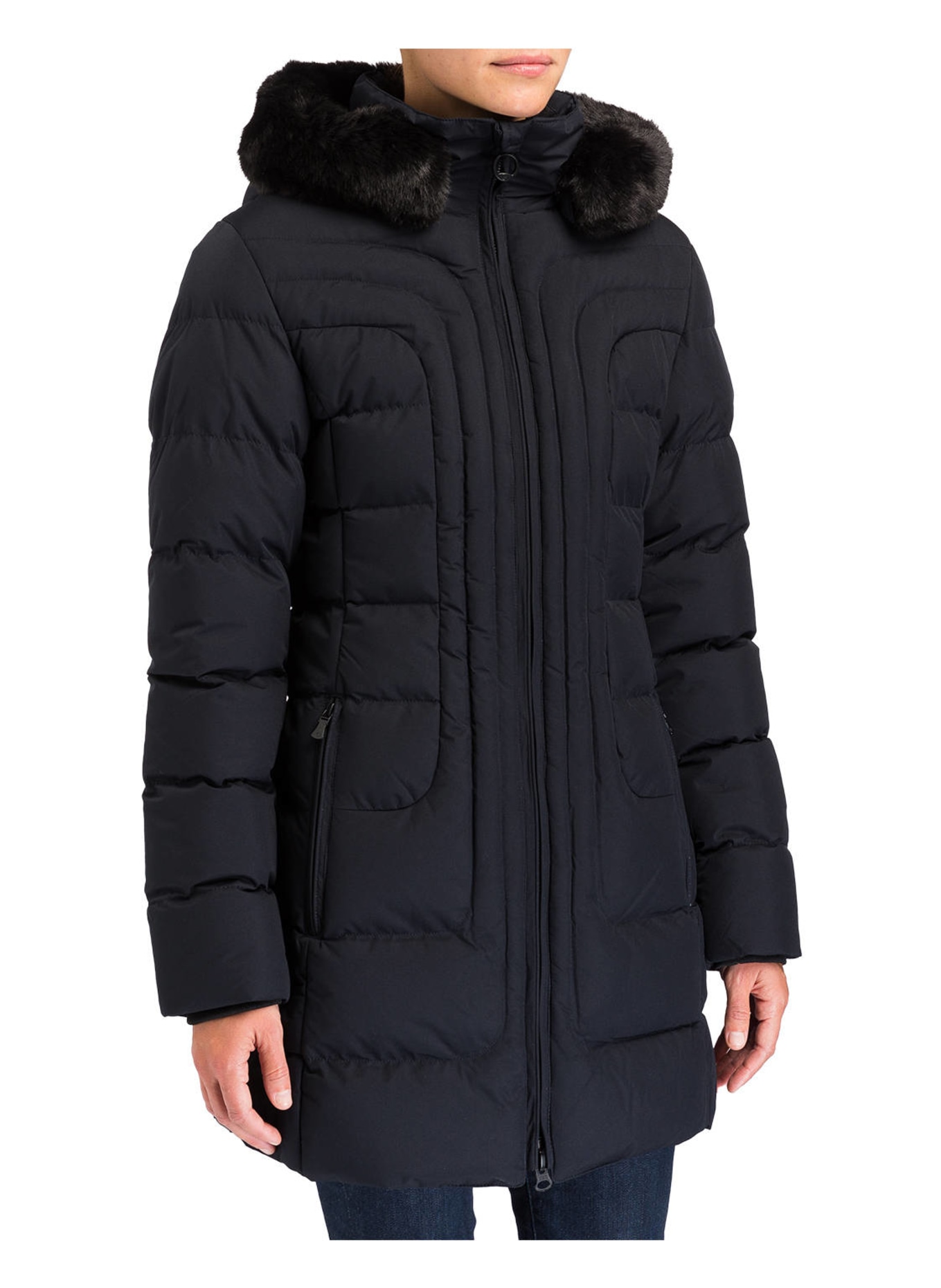 WELLENSTEYN Quilted coat BELVITESSE with faux fur, Color: DARK BLUE (Image 3)