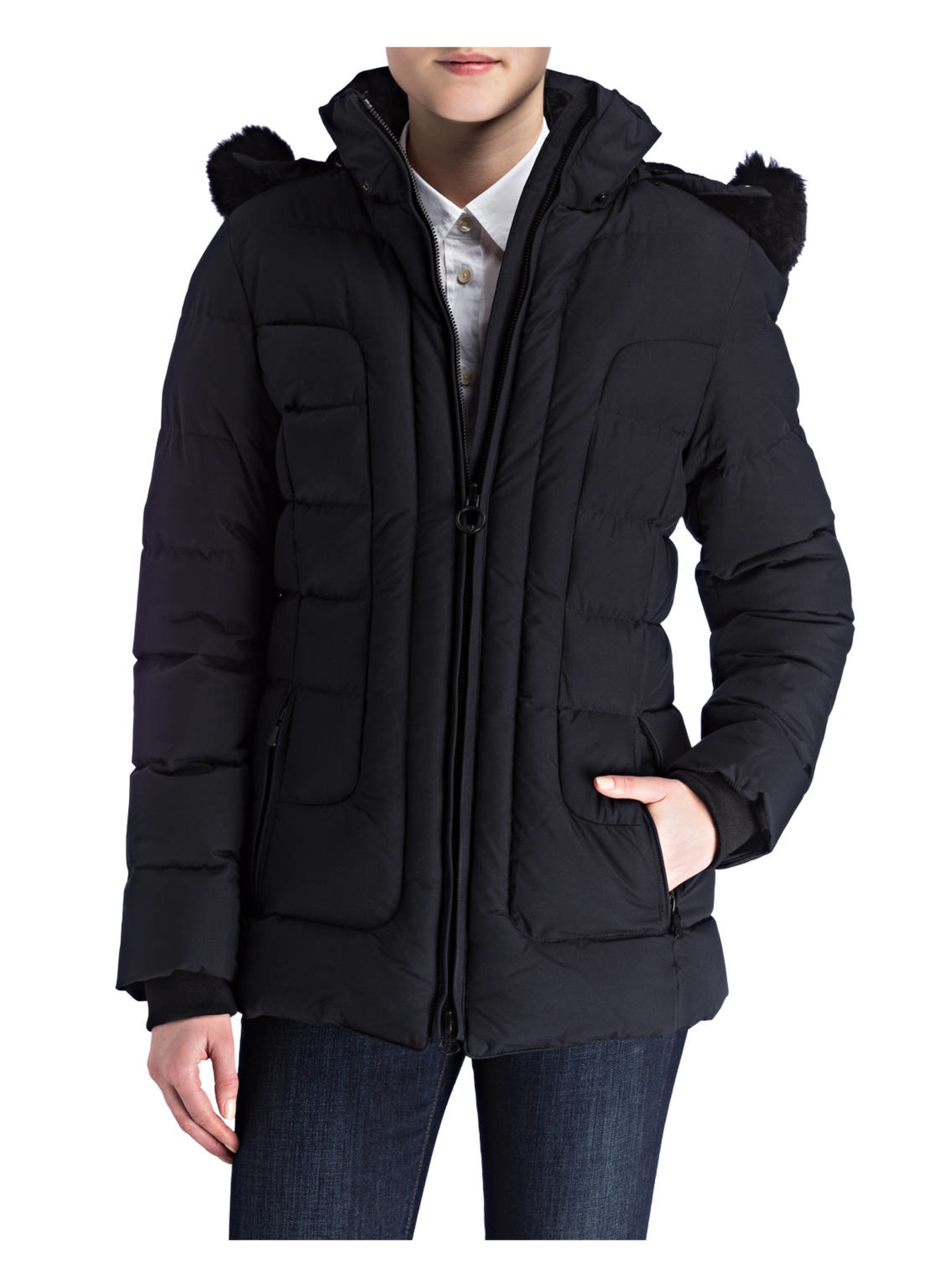 WELLENSTEYN Steppjacke BELVITESSE MEDIUM mit abnehmbarem Kunstfell: DUNKELBLAU