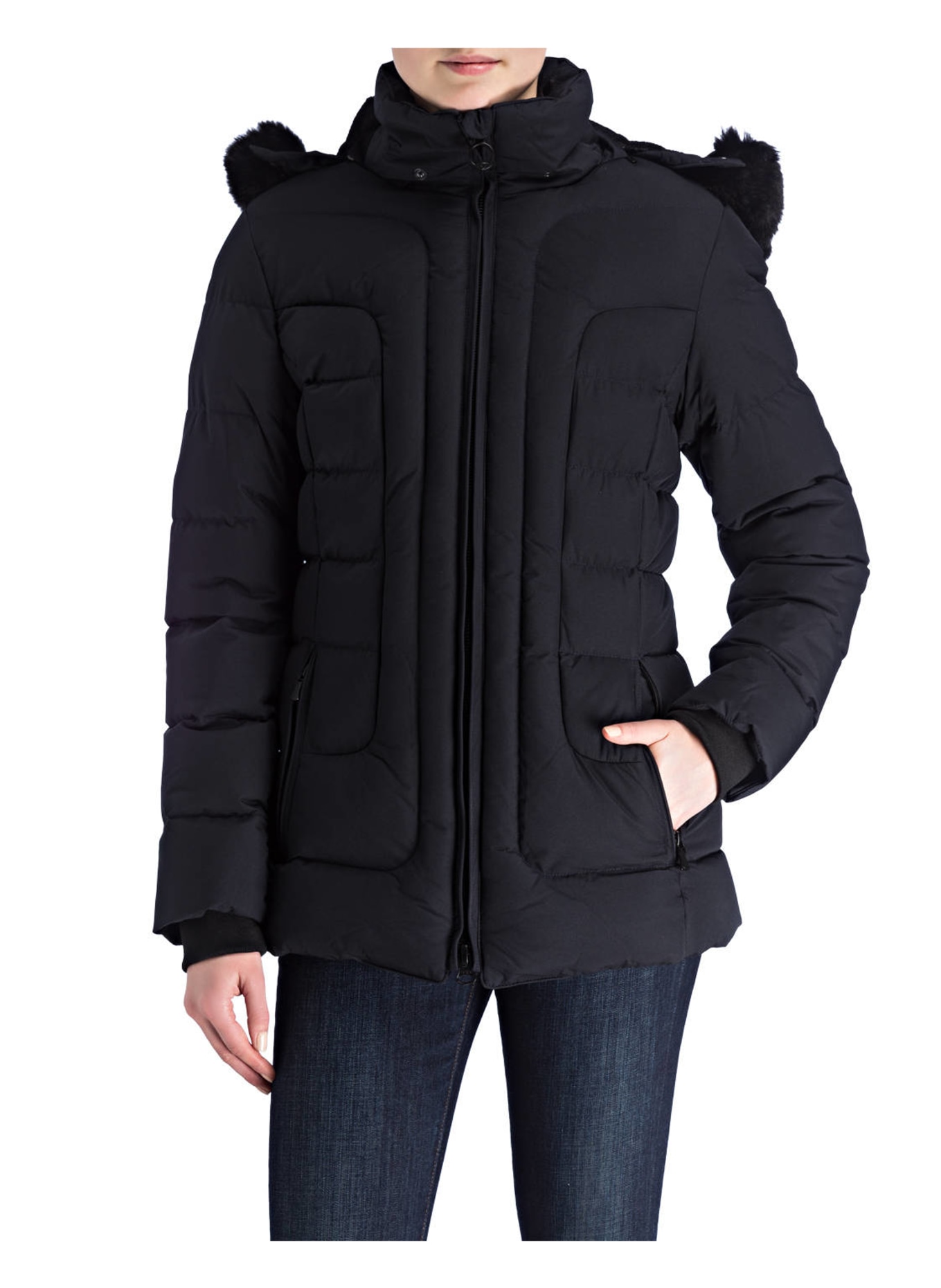 WELLENSTEYN Steppjacke BELVITESSE MEDIUM mit abnehmbarem Kunstfell: DUNKELBLAU