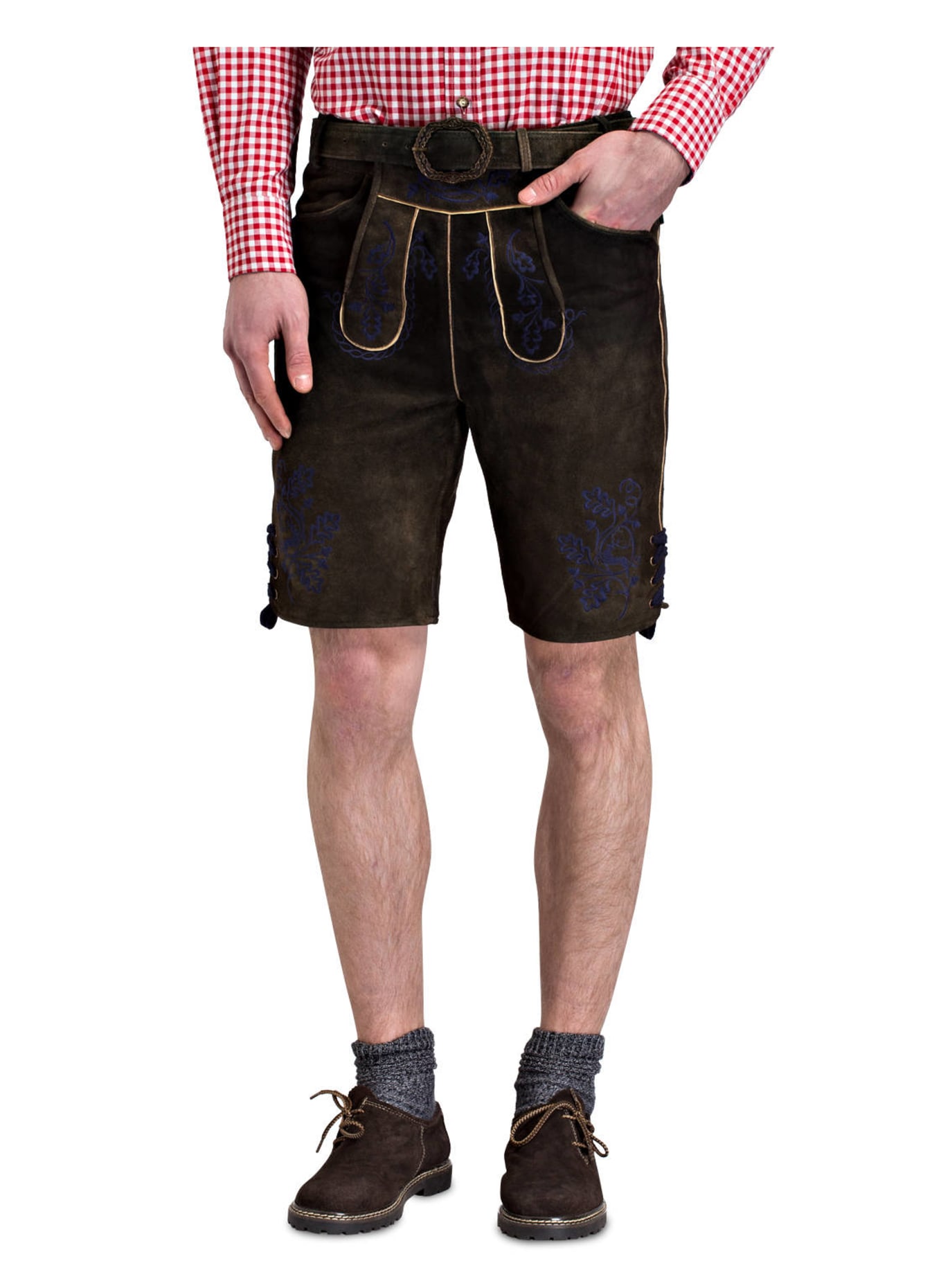 Wiesnkönig Spodnie skórzane w stylu ludowym HERBERT, Kolor: BRĄZOWY (Obrazek 2)