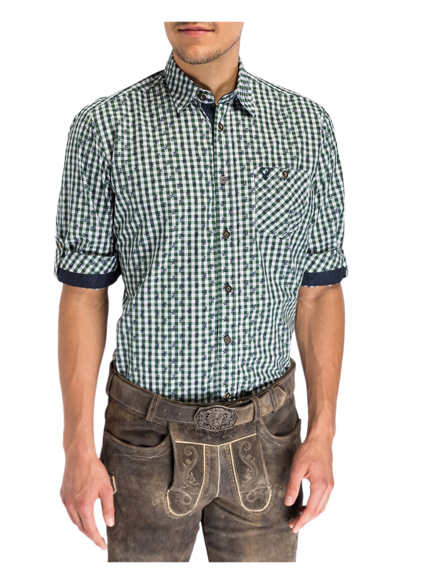 KRÜGER Trachten shirt , Color: 105 weiß-grün (Image 2)