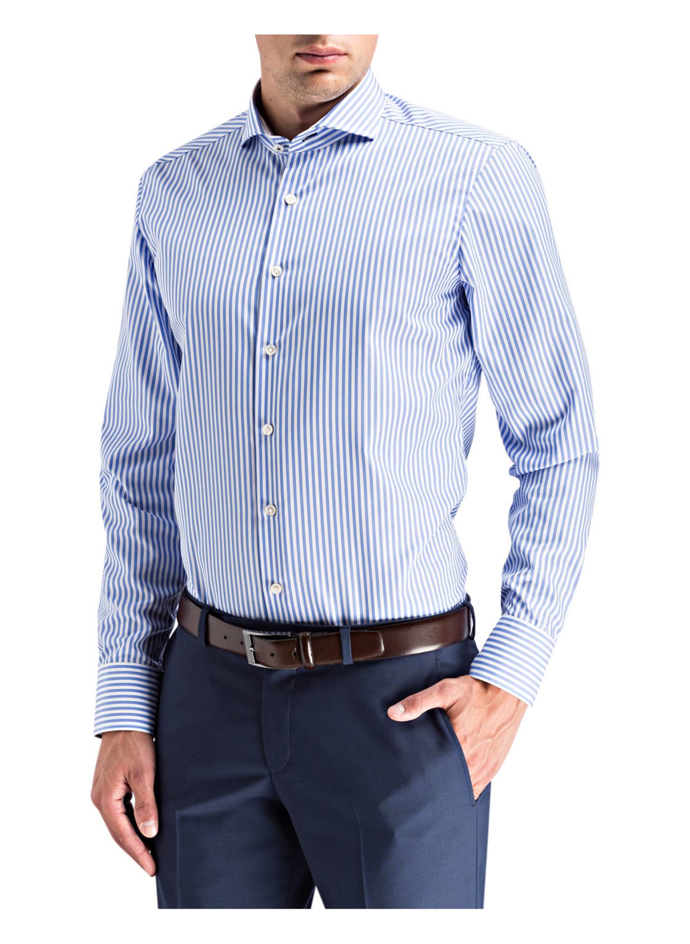 OLYMP SIGNATURE Hemd tailored fit: HELLBLAU/ WEISS GESTREIFT