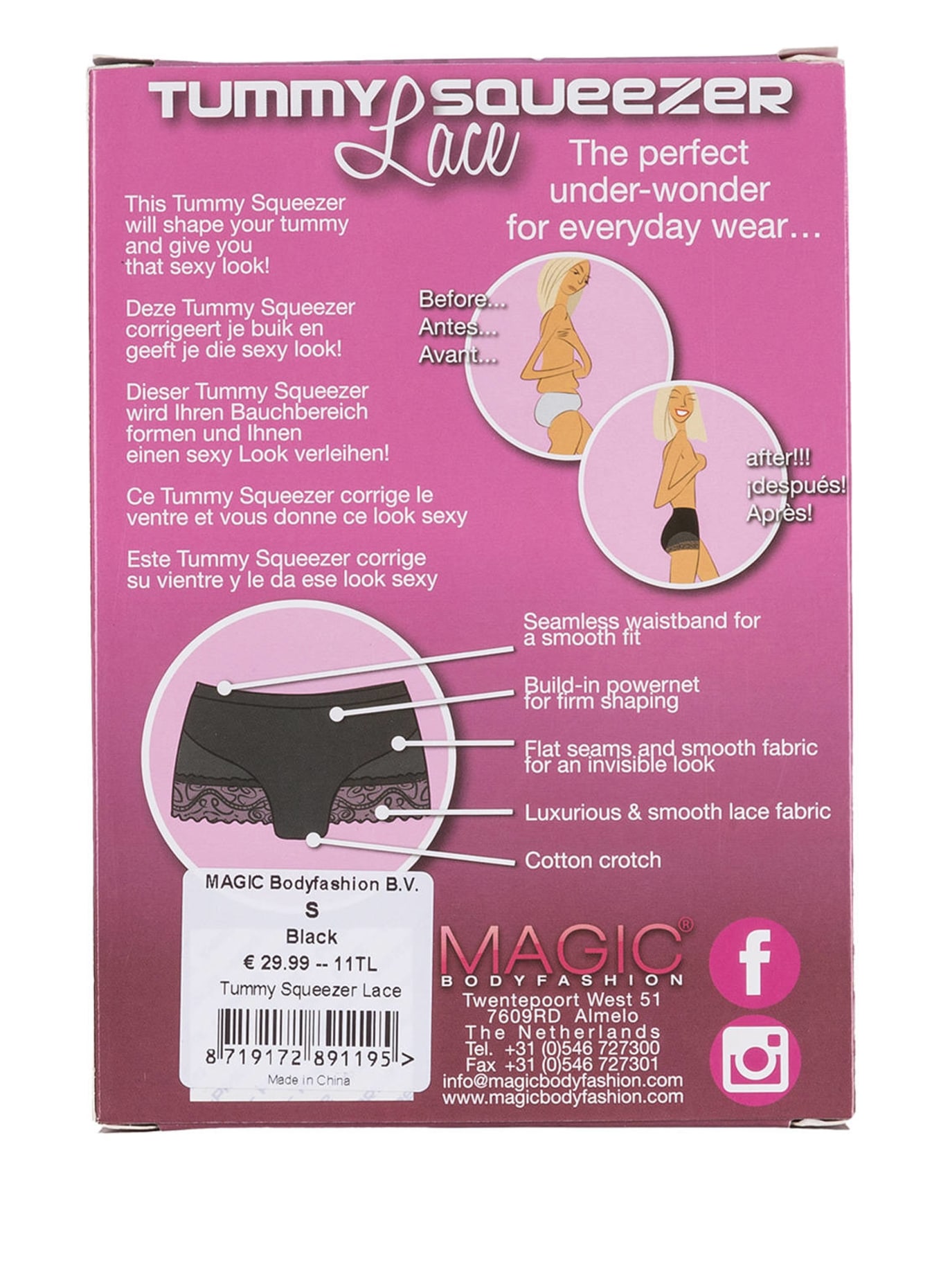 MAGIC Bodyfashion Tvarující panty TUMMY SQUEEZER LACE, Barva: ČERNÁ (Obrázek 5)