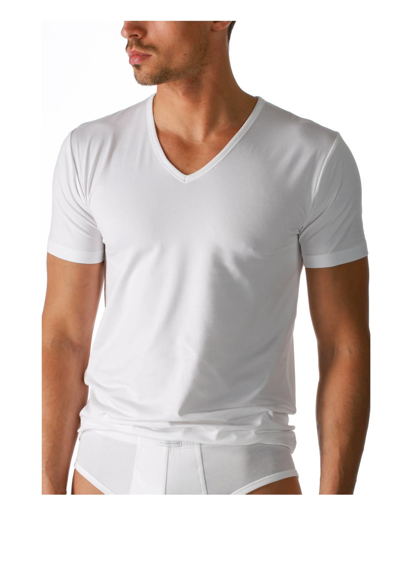mey V-neck shirt series DRY COTTON, Color: WHITE (Image 6)
