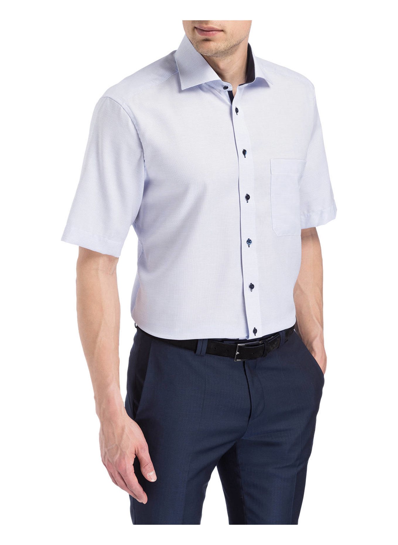 ETERNA Halbarm-Hemd Comfort Fit: HELLBLAU / WEISS