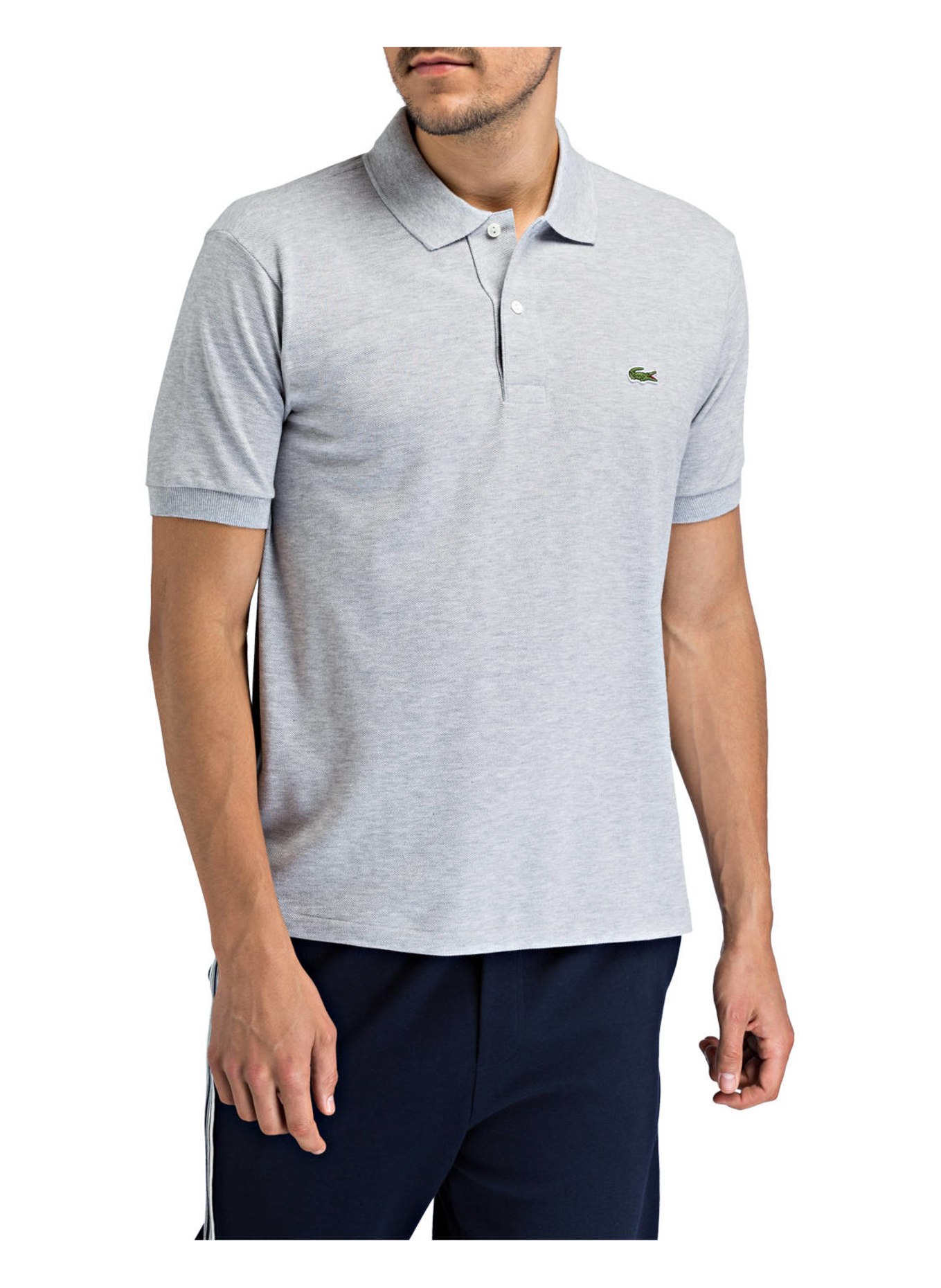 LACOSTE Piqué-Poloshirt Classic Fit: HELLGRAU MELIERT