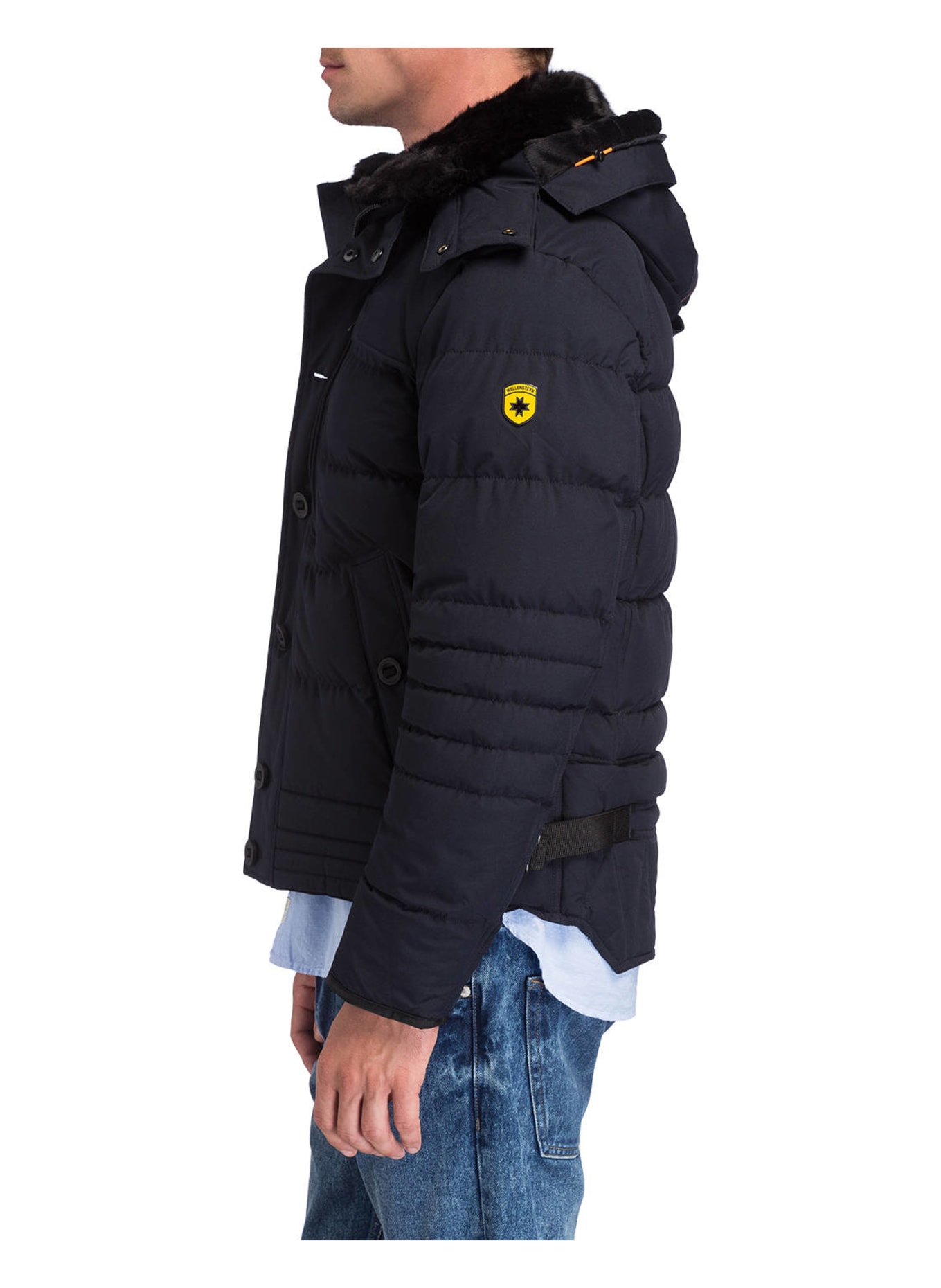 WELLENSTEYN Steppjacke STARSTREAM mit abnehmbarer Kapuze und Kunstfellbesatz: BLAU