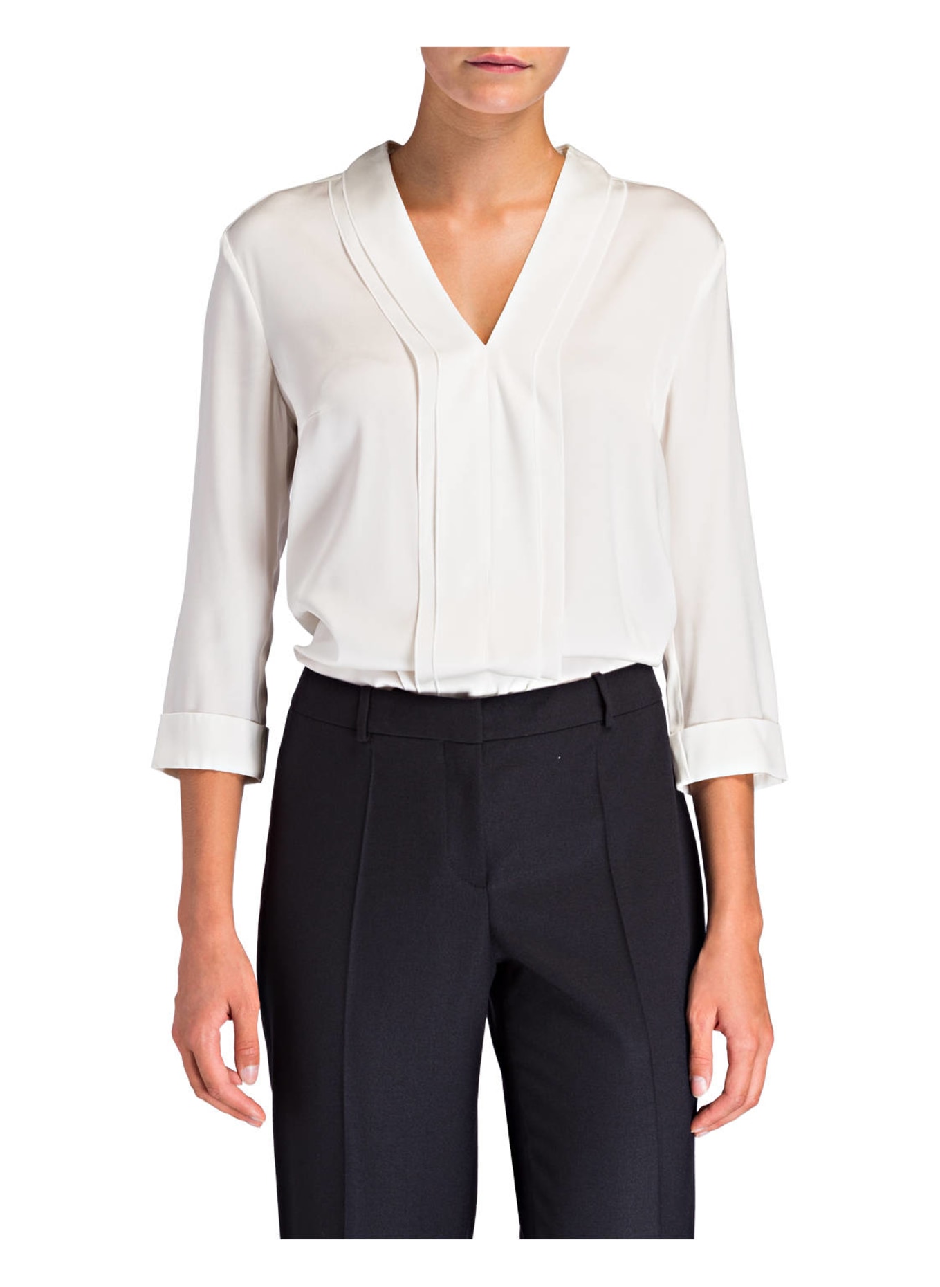 BOSS Silk blouse INSANI with 3/4 sleeves, Color: WHITE (Image 2)