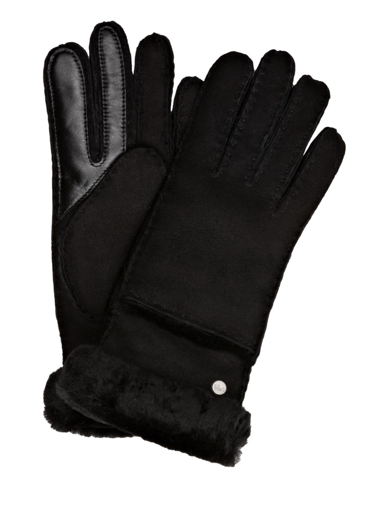 UGG Lederhandschuhe SEAMED TECH mit Echtfell und Touchscreen-Funktion, Farbe: SCHWARZ (Bild 1)