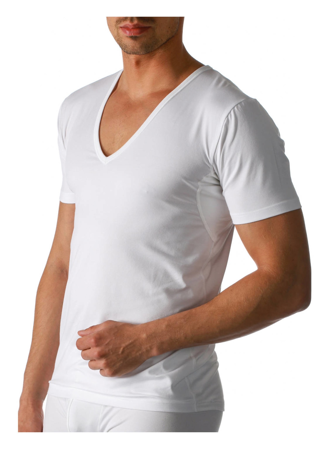 mey V-shirt series DRY COTTON, Color: WHITE (Image 3)