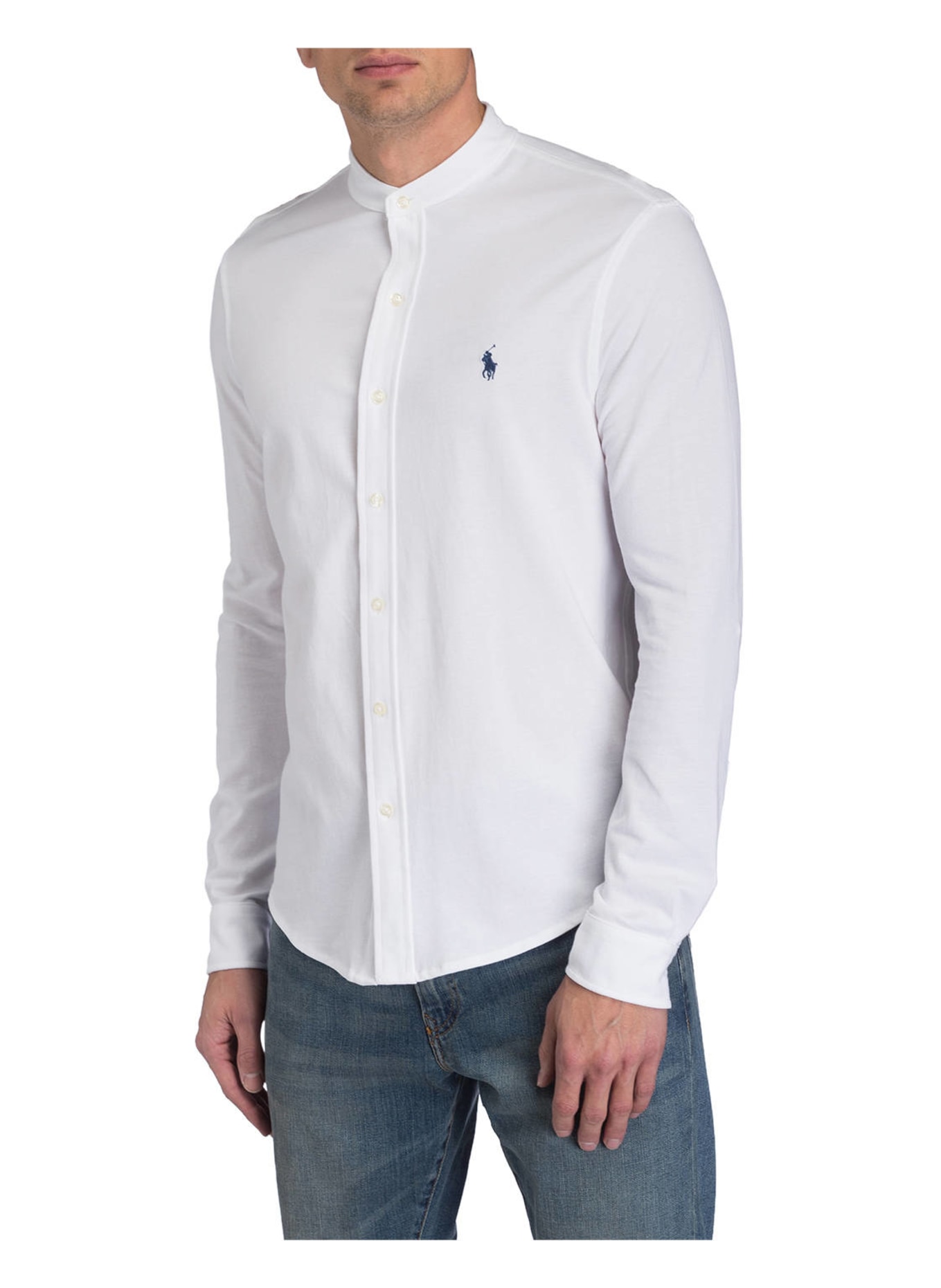 POLO RALPH LAUREN Piqué shirt standard fit with stand-up collar, Color: WHITE (Image 2)