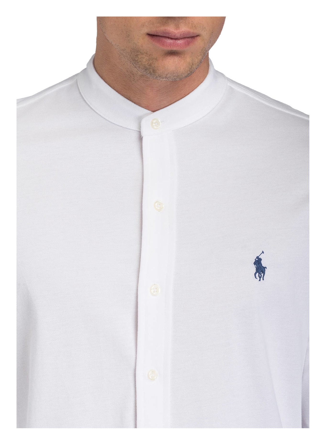 POLO RALPH LAUREN Piqué shirt standard fit with stand-up collar, Color: WHITE (Image 4)
