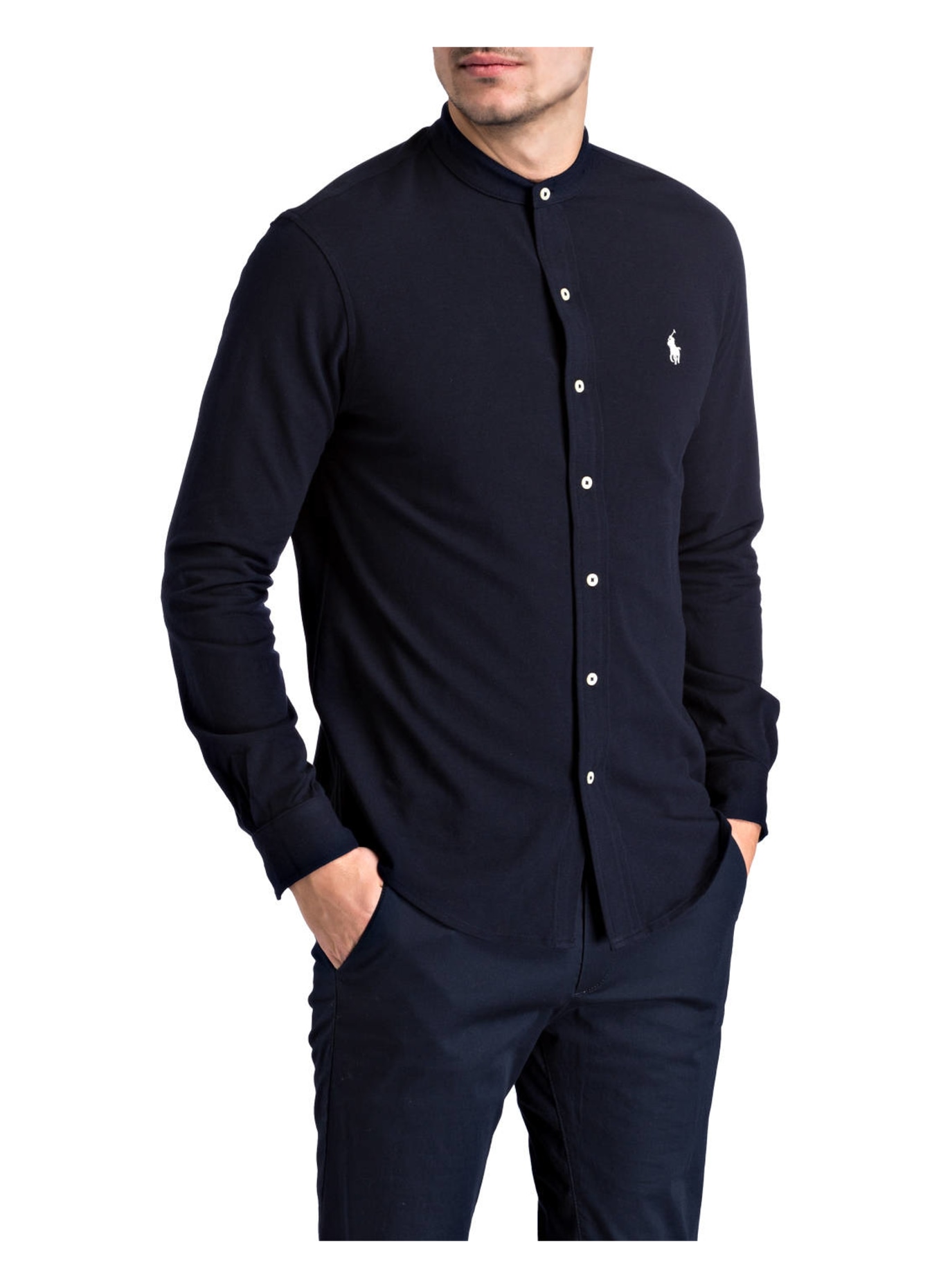 POLO RALPH LAUREN Piqué-Hemd Standard Fit mit Stehkragen, Farbe: DUNKELBLAU (Bild 2)