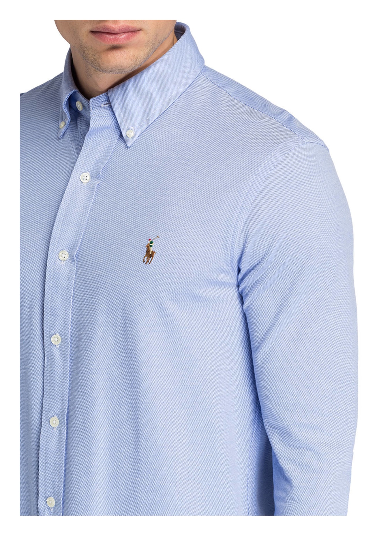 POLO RALPH LAUREN Piqué-Hemd Custom Slim Fit, Farbe: HELLBLAU/ WEISS (Bild 4)