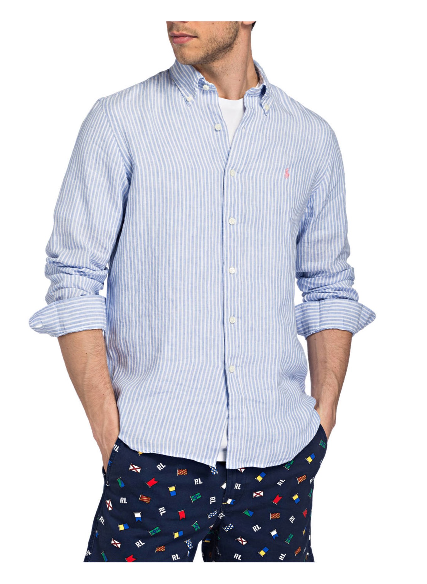 POLO RALPH LAUREN Linen shirt classic fit, Color: LIGHT BLUE/ WHITE (Image 2)