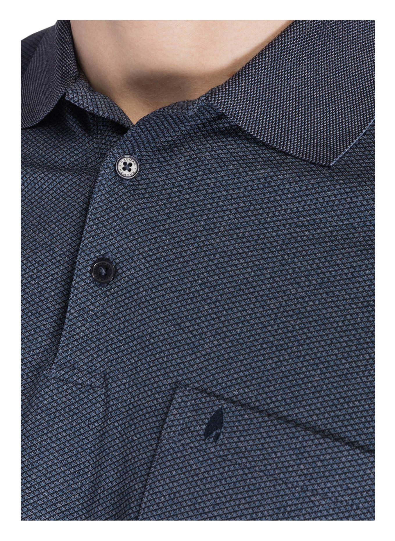RAGMAN Koszulka polo z pikowanym wzorem: GRANATOWY