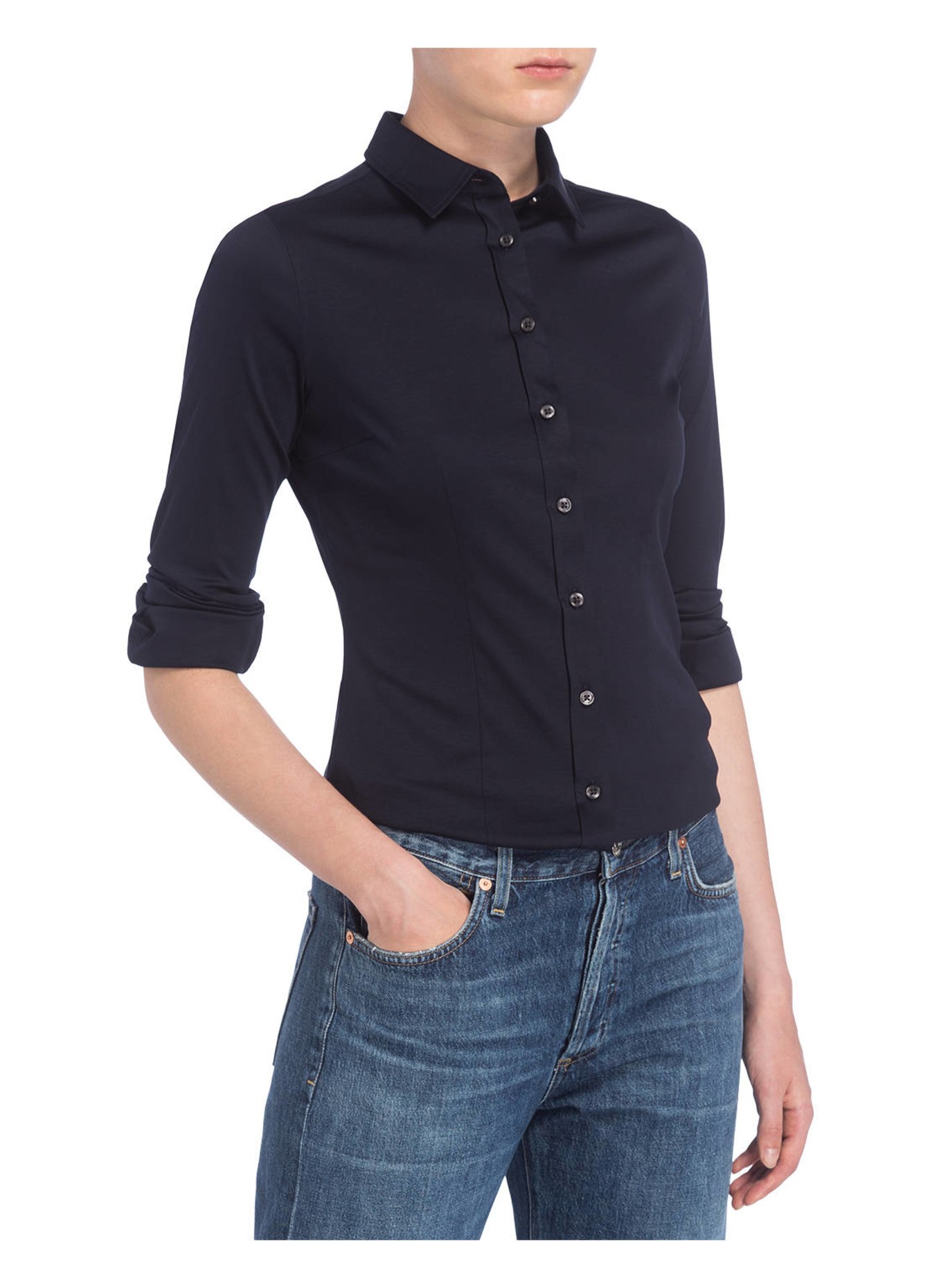 Soluzione Shirt blouse made of jersey, Color: 69 MARINE (Image 2)